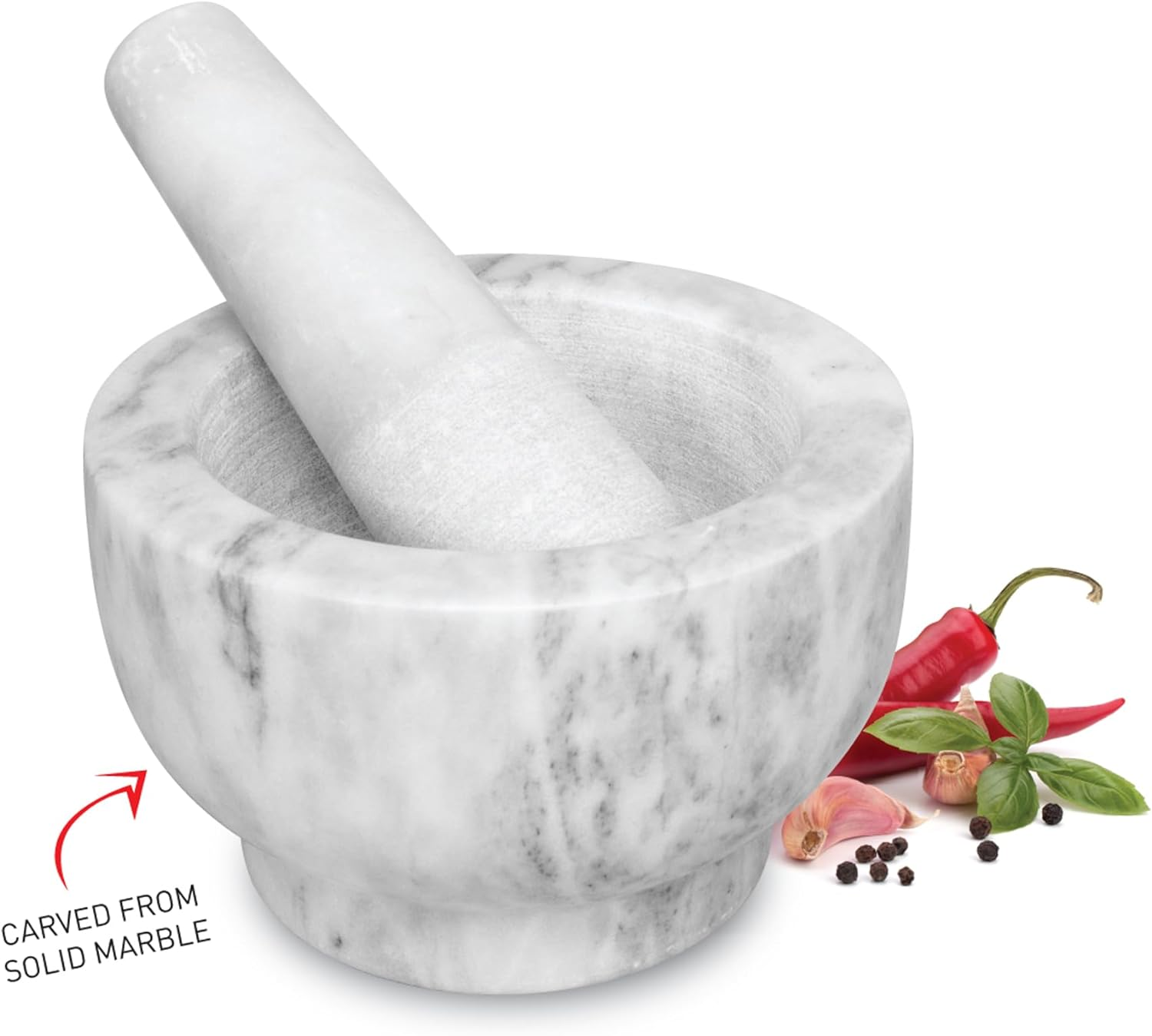 Avanti Marble Footed Mortar and Pestle 13Cm, White image number 4