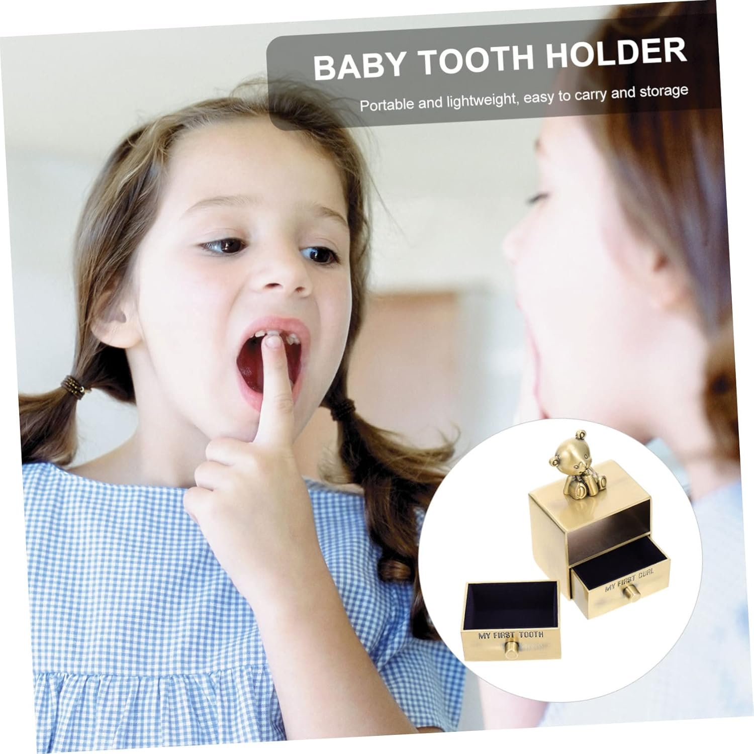 Baby Tooth Storage Box Boys and Girls Teeth Keepsake Drawer Case for Baby Memory Collection image number 1
