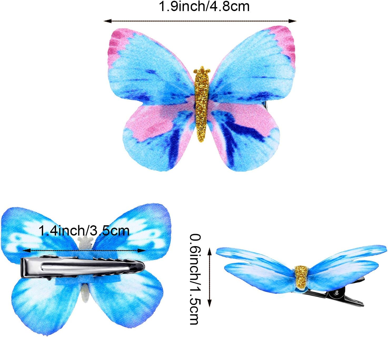 Butterfly Hair Clips Glitter Barrettes Butterfly Snap Hair Clips for Teens Women Hair Accessories 18 Pieces Color Set 2 image number 2