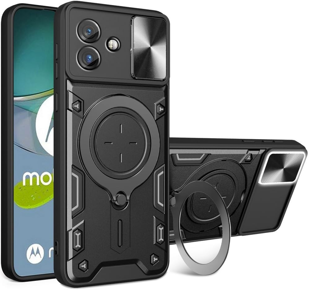 FORZARMOR for Oppo A60 5G/ A40 (6.67 Inch) Case Shockproof with Back Camera Slide Window Cover, Ring Kickstand Armor Military Rugged Cover (For A60 5G/A40 4G, Black) image number 6