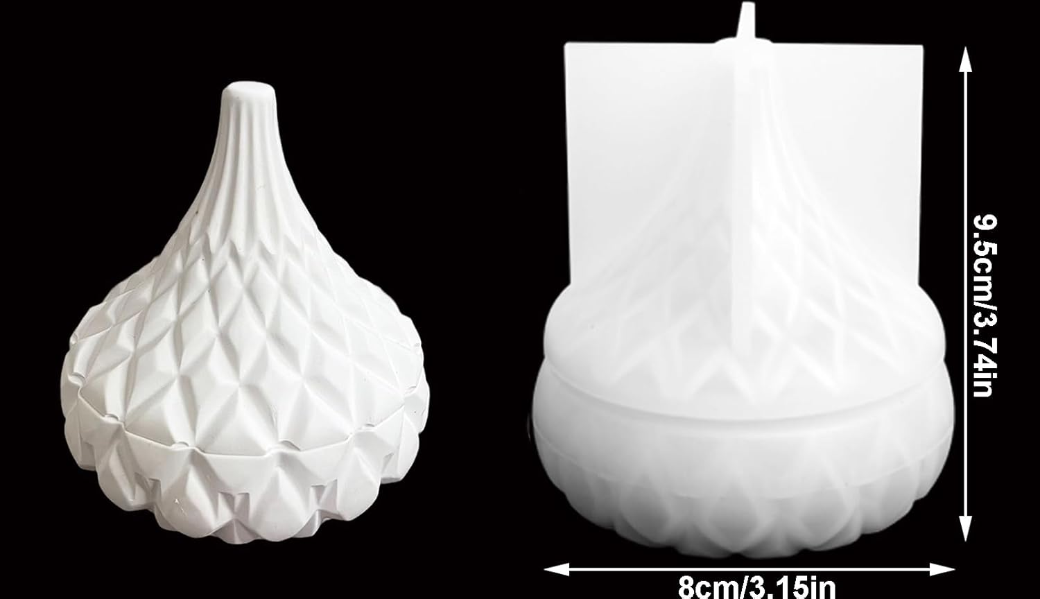 Storage Box with Lids, Silicone Candle Jar Molds Set, Creative Vessels Pot Molds, Concrete round Stripe with Cover Bottle Making Moulds for Holder (I) image number 4