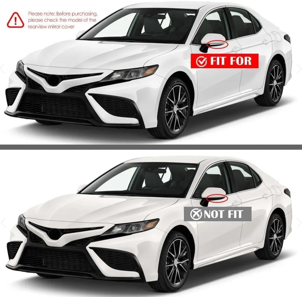 Car Ox Horn Side Rearview Mirror Cover for Toyota Camry 2018-2025, ABS Plastic Wing Mirror Protector Guards with Glossy Finish, Exterior Accessories (Bright Black) image number 4