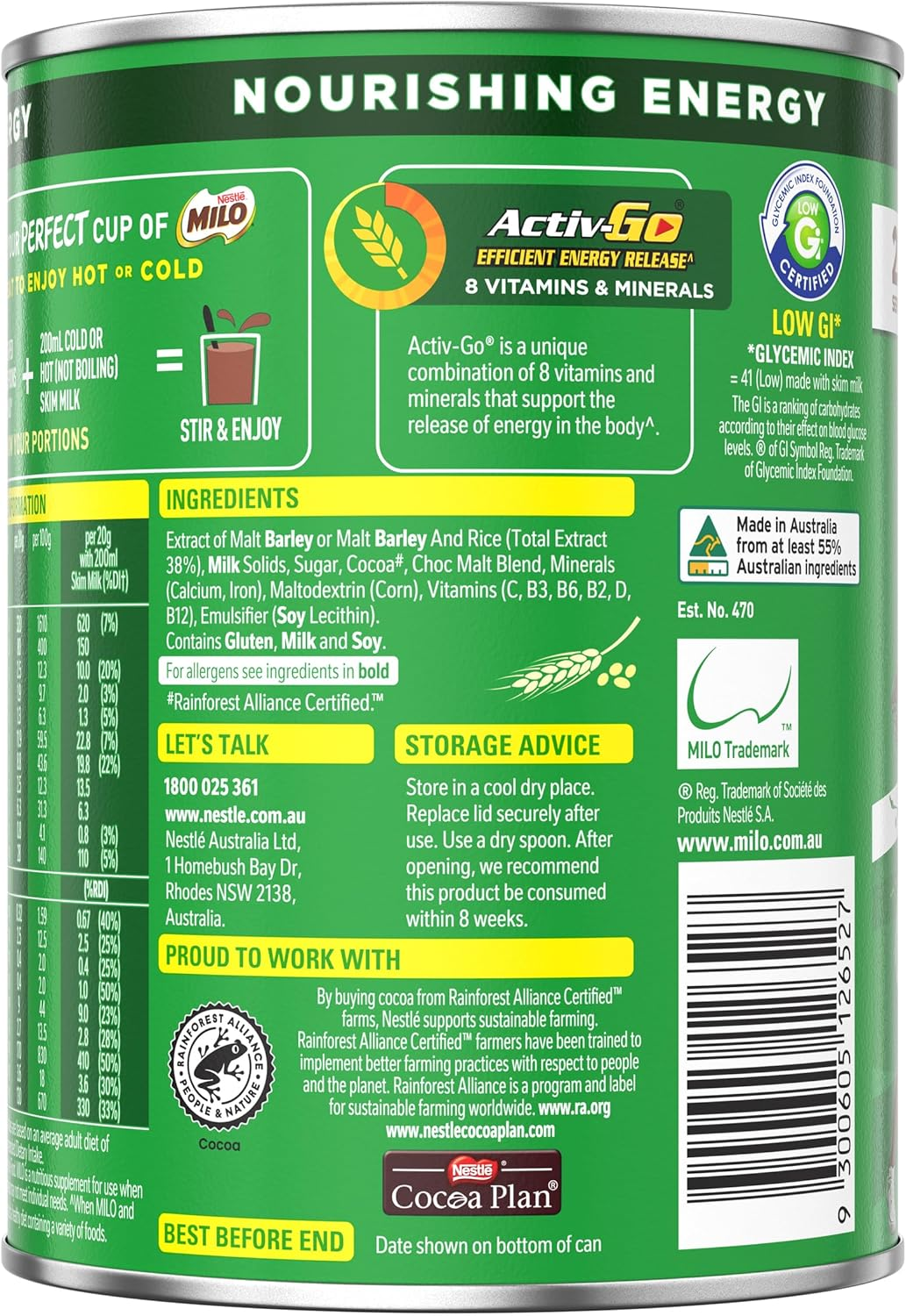 Milo Chocolate Malt Powder Drink 460 G image number 2