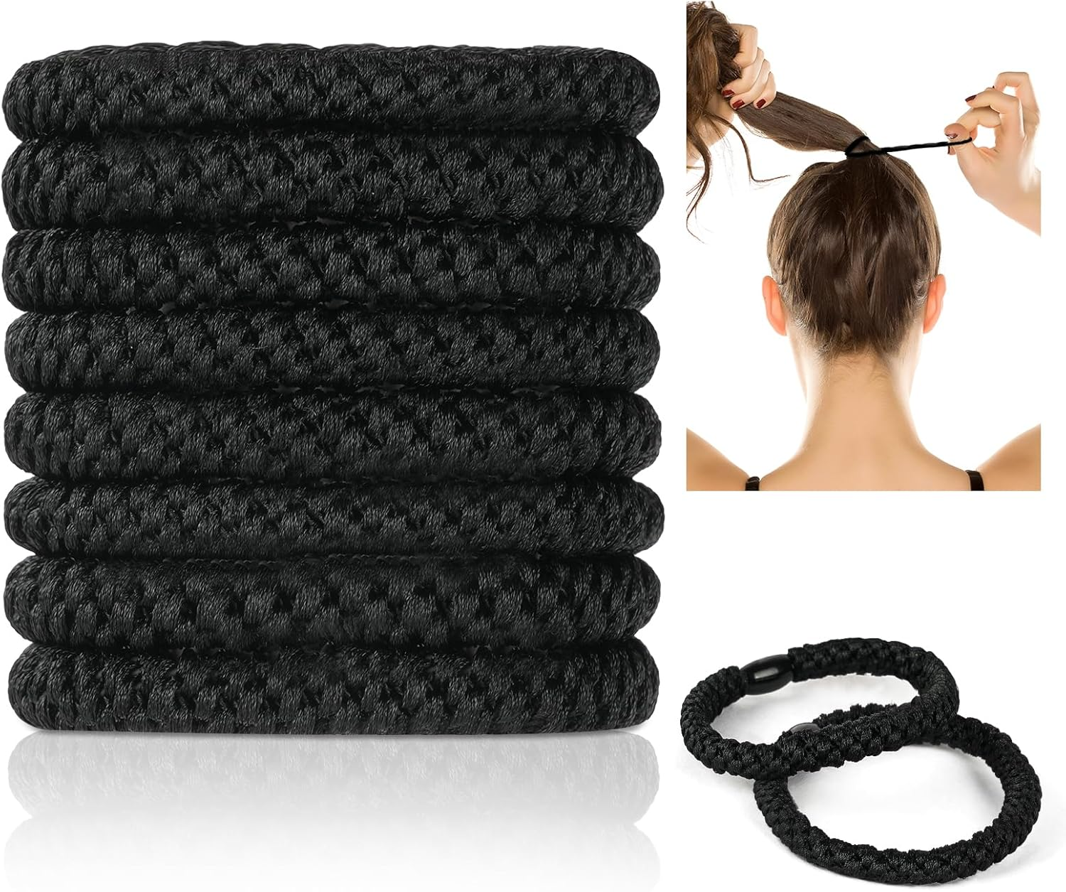 ACWOO Hair Bands, Hair Bobbles for Women and Girls, Elastic Braid Elastic, Cotton Bands for Thick Hair, Curly Hair, Long Hair, Short Hair and Wavy Hair, Pack of 8 image number 4