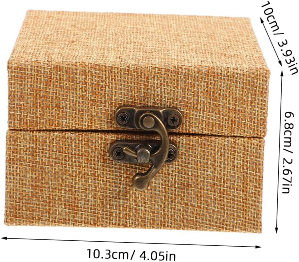Angoily Wooden Treasure Chest for Boys and Girls Decorative Storage Box Brocade Lid Multifunctional Ink Pad Box for Jewelry for Occasions image number 3
