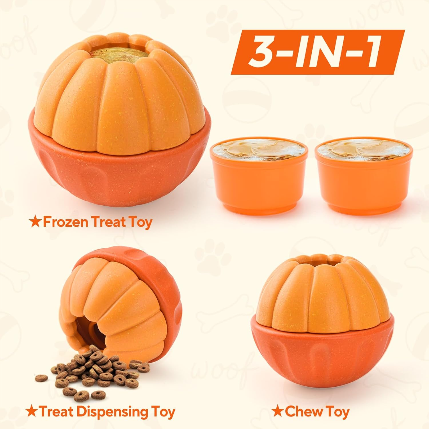 LIFLIX 3 in 1 Frozen Treat Ball, Treat Dispensing Dog Toys, Durable Nylon Chew Toys for Small Medium Large Dogs, Dog Enrichment Toys to Keep Them Busy image number 1