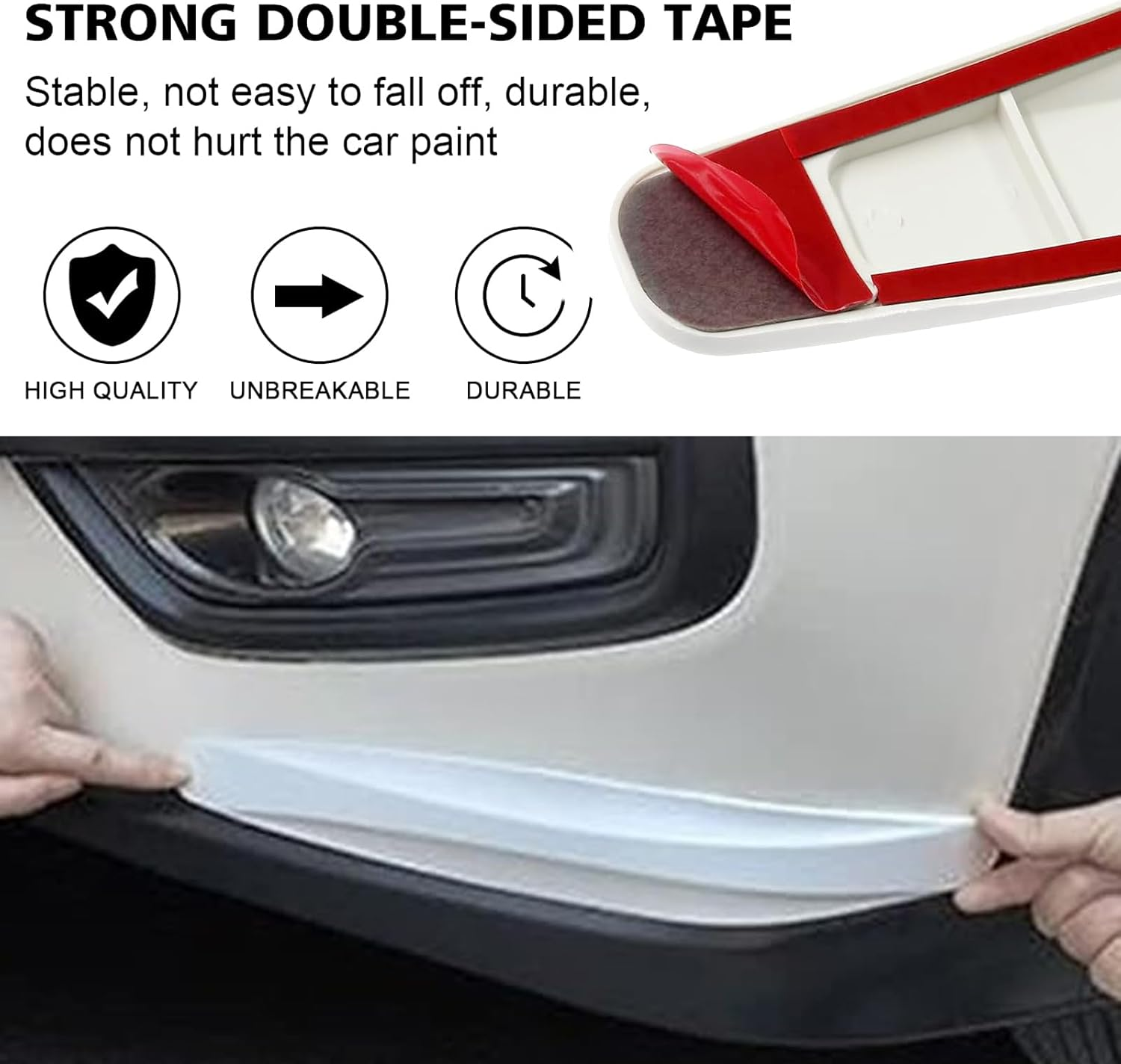 Zurligi 2 Pcs Car Bumper Protector Strip, Carbon Fiber Car Front Rear Bumper Guard Protector Rubber Strips, Universal Front Rear Corner Guard Anti-Collision Strip for SUV, Truck (White)