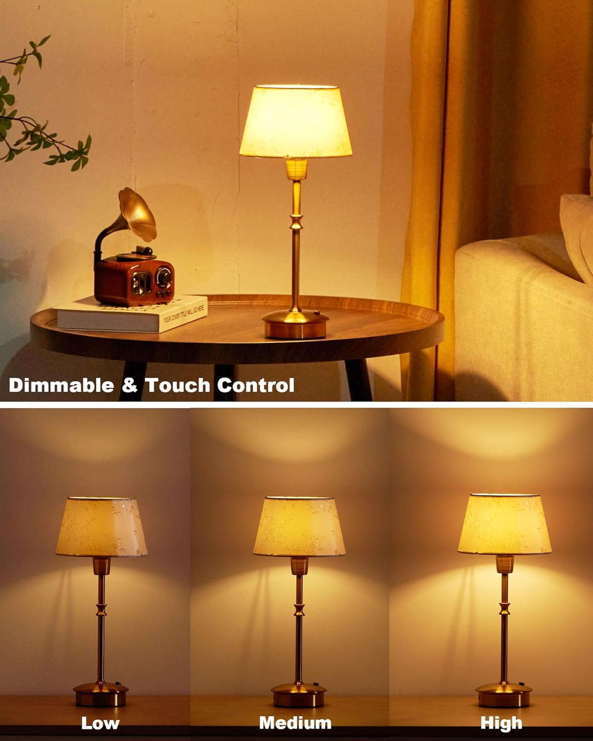 UMEXUS Cordless Table Lamp with Dimmer, 5200Mah Rechargeable Battery Operated Lamps for Restaurant Dinner Table, Small Portable Touch Bedside Light for Living Room Kitchen Dining Room Patio Home Decor image number 6