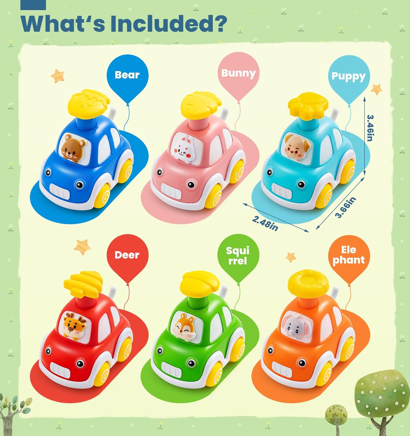 Press and Go Car Toys for Toddlers 1-3, 6 Pack Animal Baby Car Toys for 1 2 Year Old Boy, Push Go Friction Vehicle Toys for Infants 6-9-12-18 Months, One First Birthday Gifts for Boys Girls image number 5