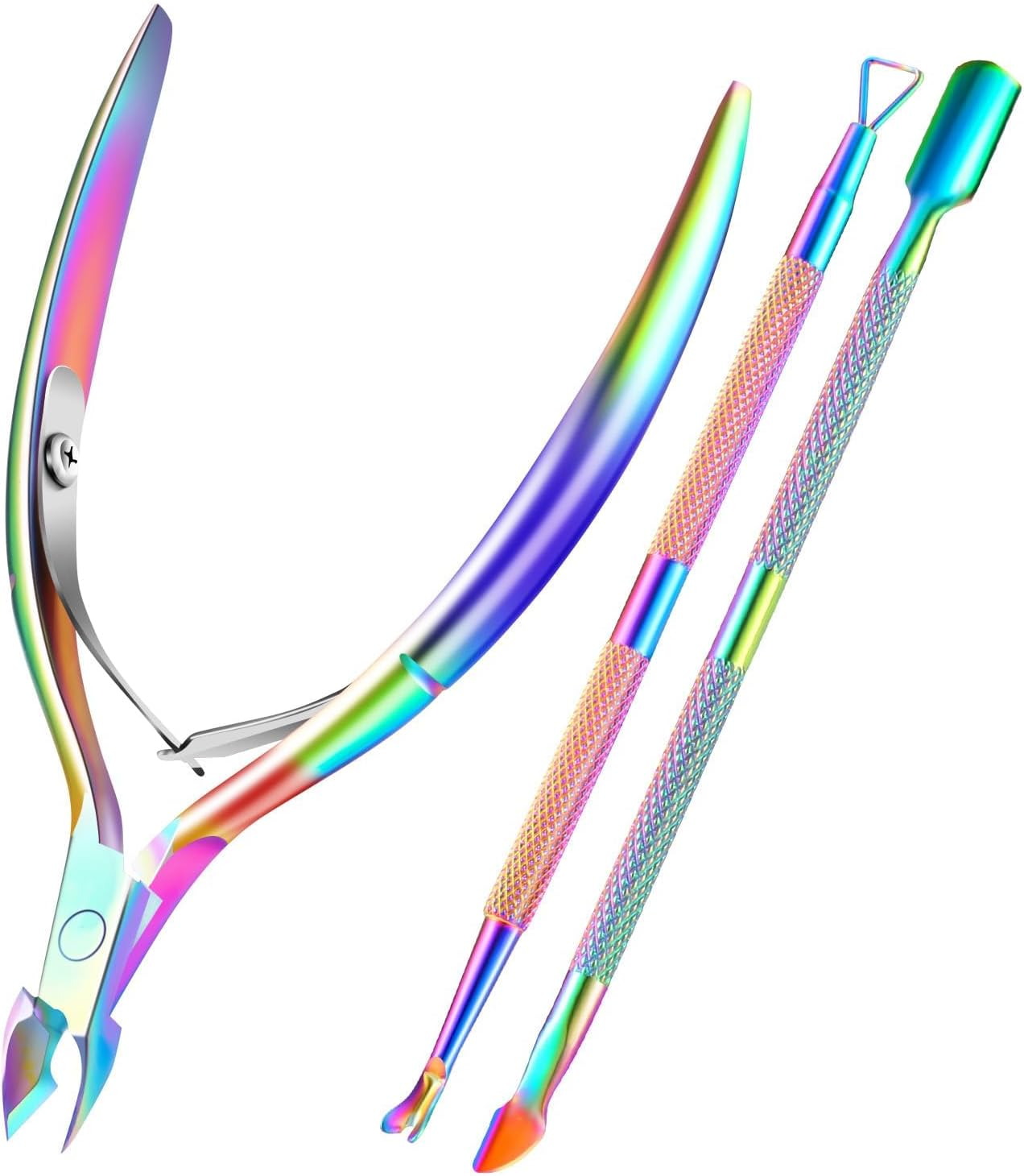 Cuticle Cutter Set 3-In-1, Manicure Kit with Stainless Steel Cuticle Nipper/Cutter/Pusher, Precision Sharp Blades for Nails Care (Fingernails & Toenails)