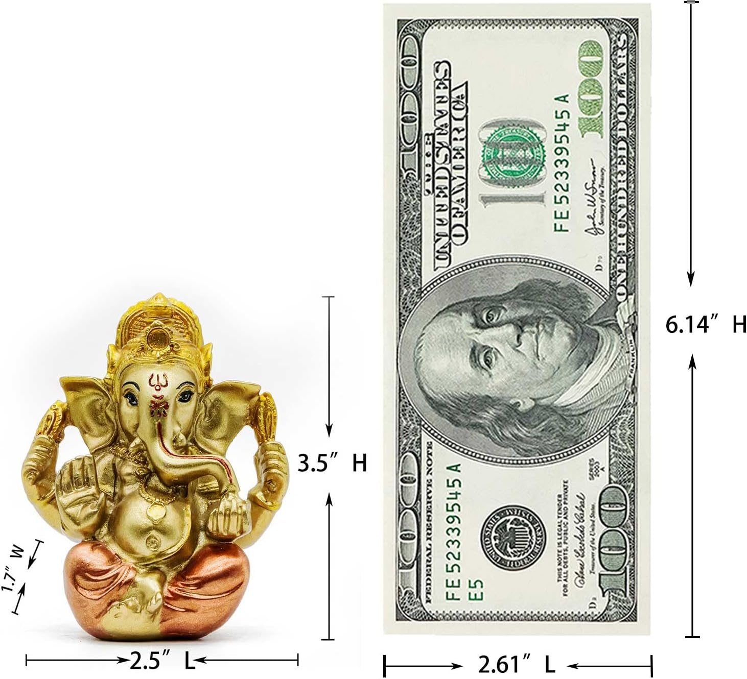 Hindu Ganesh for Car Dashboard - Indian Mini Ganesha Statue Decor India Home Office Temple Mandir Pooja Items Diwali Gifts Decor Murti Ganpati Idol Yoga Zen Meditation Room Altar Shrine Kit image number 1