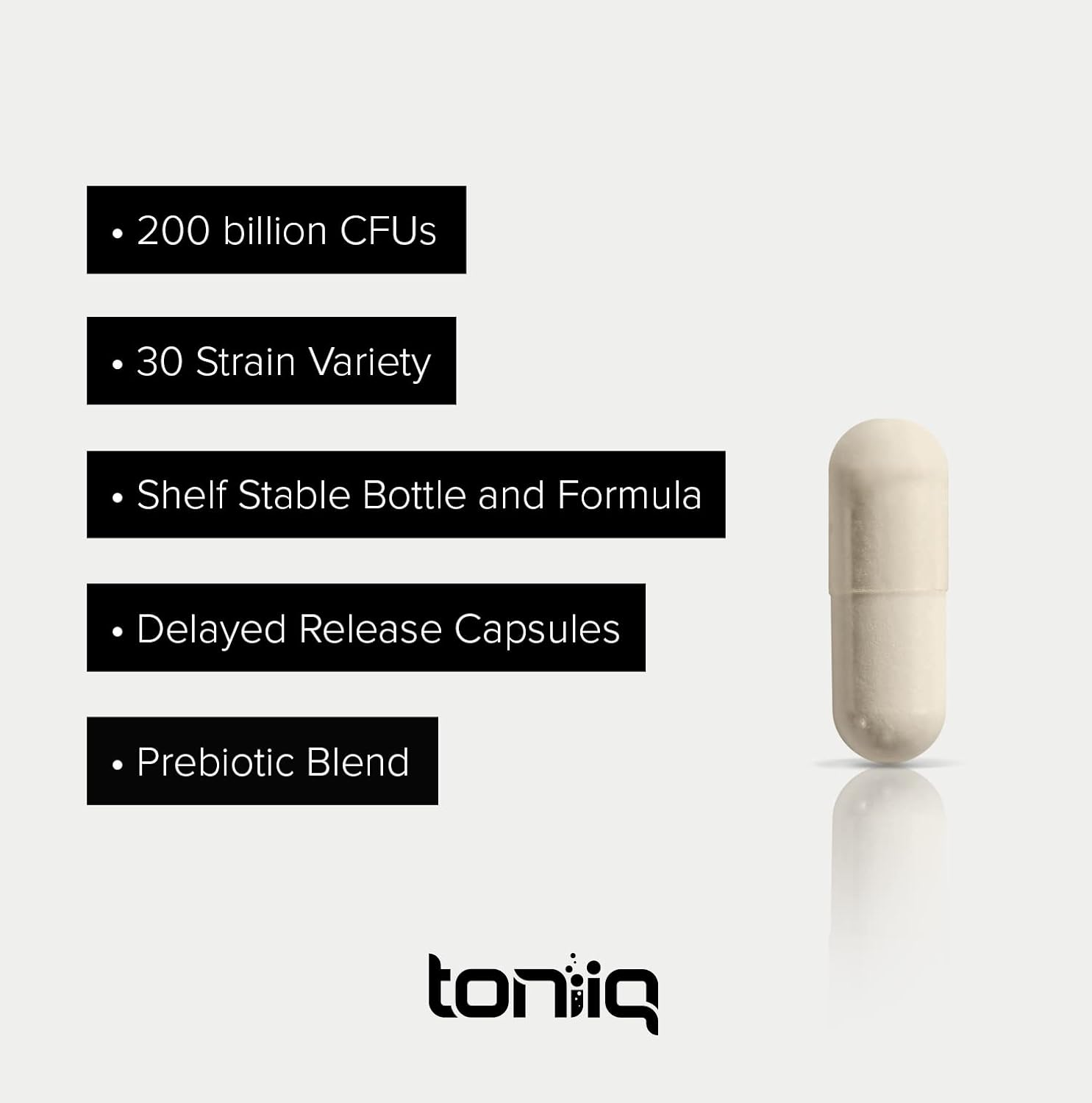 Toniiq Probiotic 200 by - 200 Billion CFU Probiotic Supplement - 30 Verified Probiotics Strains with Prebiotic Enzymes - Fully Shelf Stable Formula - 60 Extended Release Capsules image number 5