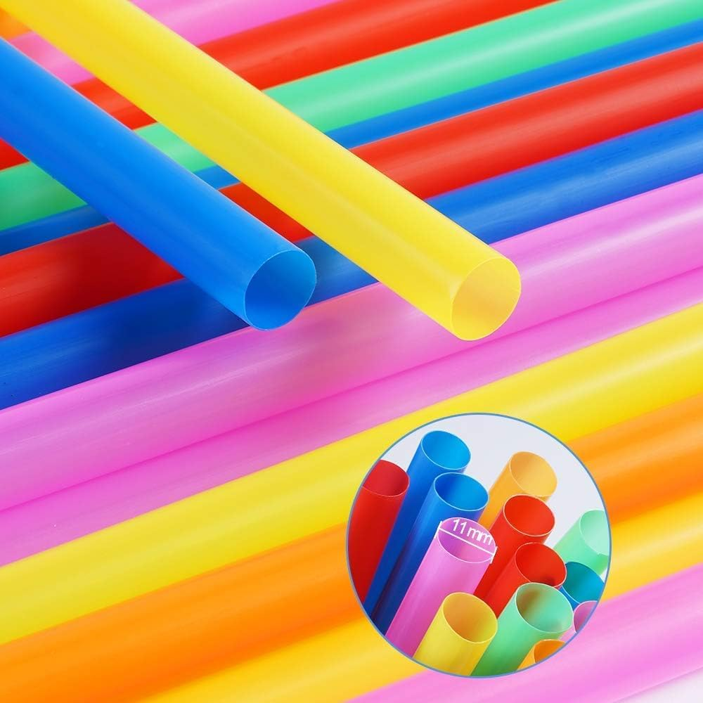 Zupixfer 100 PCS Colorful Jumbo Smoothie Straws - Extra Wide 6Mm Bubble Tea Straws for Thick Milkshakes, Slushies, Boba Drinks (Reusable Plastic)