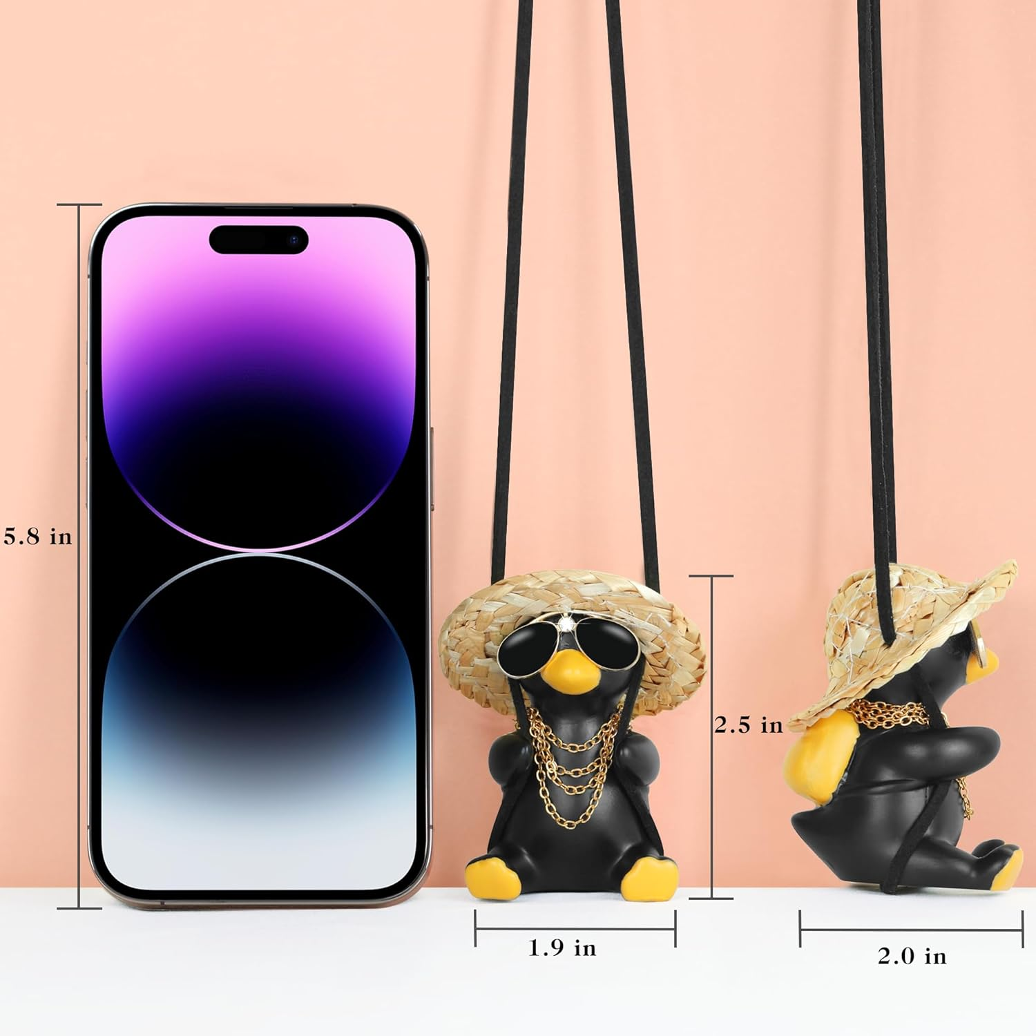 Swinging Duck Car Hanging Ornament, Car Hanging Accessories, Car Accessories Interior Aesthetic to Reduce Visual Fatigue, Cool Room Decor, Duck Hanging Car Ornament, for Women and Men(Brave) image number 4