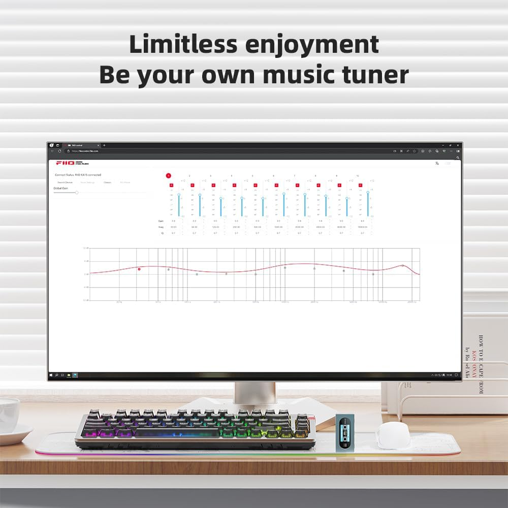 Fiio KA15 Headphone Amplifier Portable DAC with 4.4Mm and 3.5Mm Headphones Outputs Support PCM768K DSD256 for Android/Ios/Mac/Windows (Midnight Black)