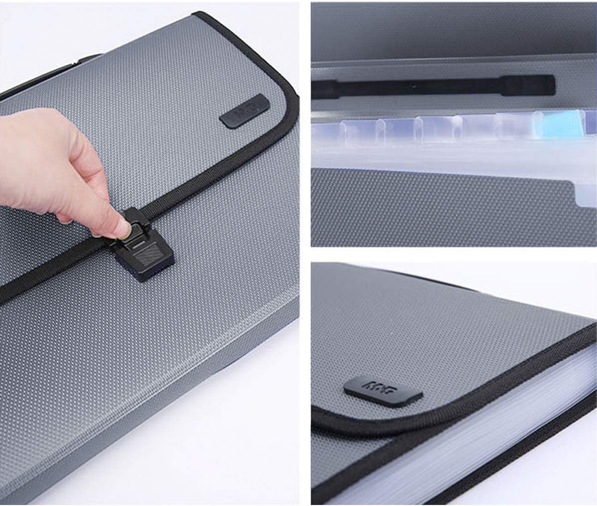 M&G 13 Pockets Expanding File Folder with Handle and Lid, A4 Size Expandable File Document Organiser Folder Briefcase Accordion File Wallet Folder Portfolio with Tags (Grey), AWT90959 image number 1