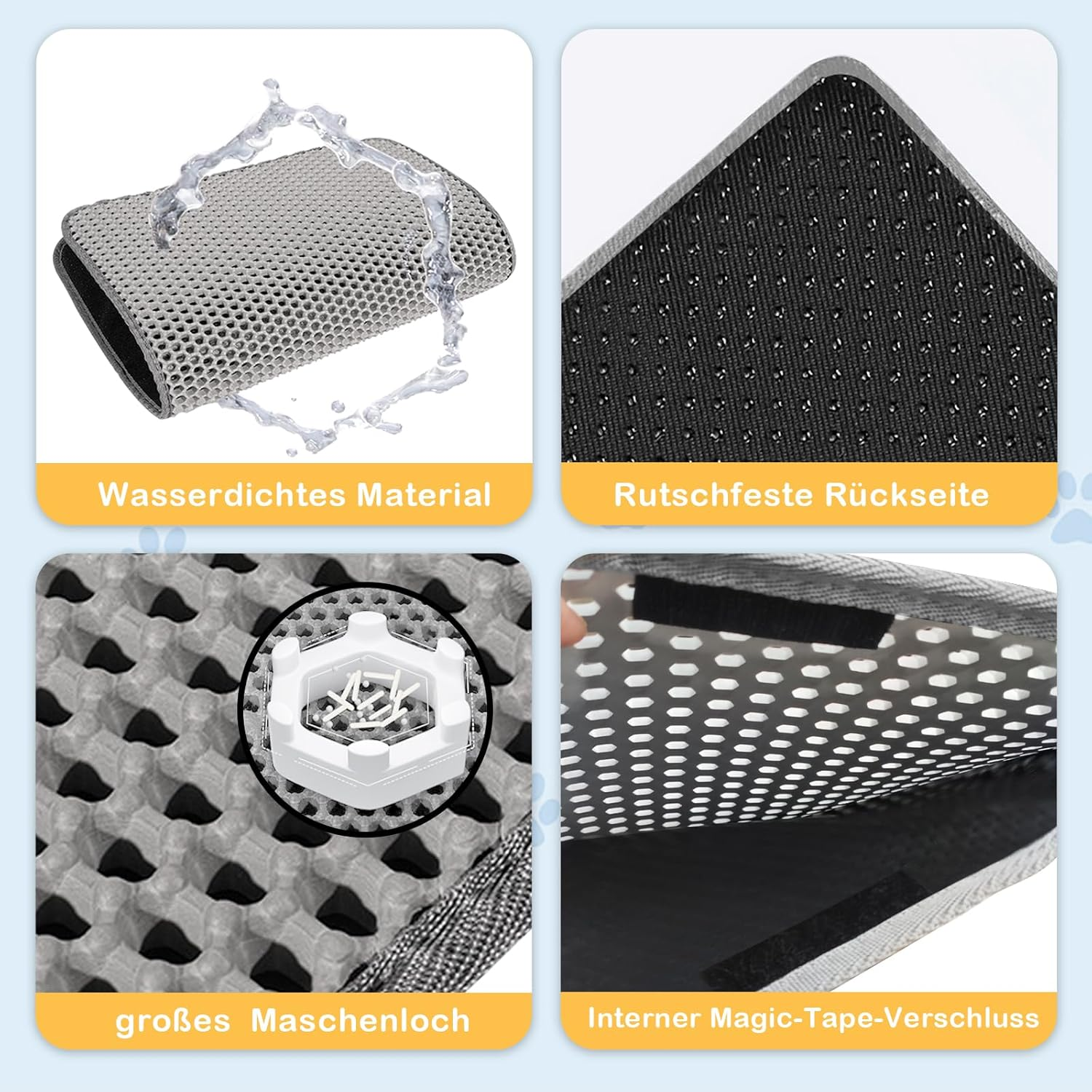 Phantasy Cat Litter Tray Mat 60 X 90 Cm, Grey Cat Litter Mat, Honeycomb Design Mat, Waterproof Double Layer Design, Honeycomb Mat, Cat Litter Tray Mat image number 2