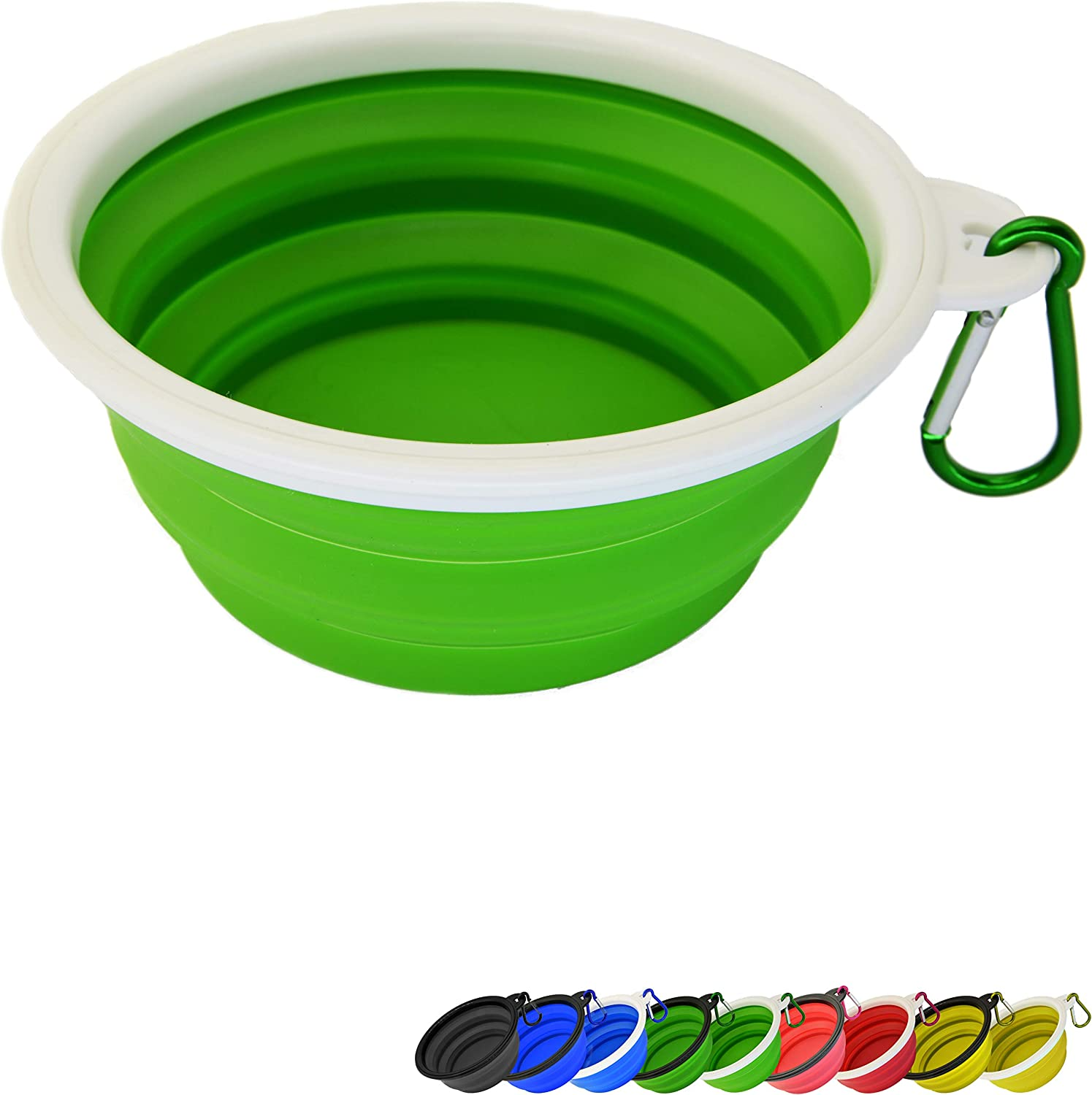 Zenify Dog Bowl - 400Ml Collapsible Foldable Food and Water Feeder Dish - Portable Travel Leash Lead Slim Accessories for Training Pets Puppy Dogs (5 Inches / 12.7 Cm) (Yellow/White)