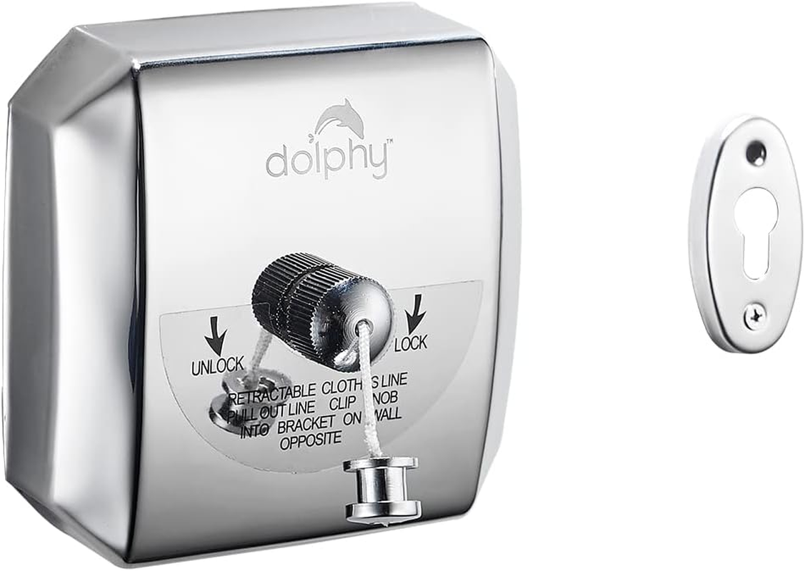 Dolphy Retractable Stainless Steel Clothesline &ndash; Square Design, Wall Mounted, Mirror Finish, Heavy-Duty, Space Saving for Bathroom, Laundry, Balcony, Patio & Bedroom image number 3