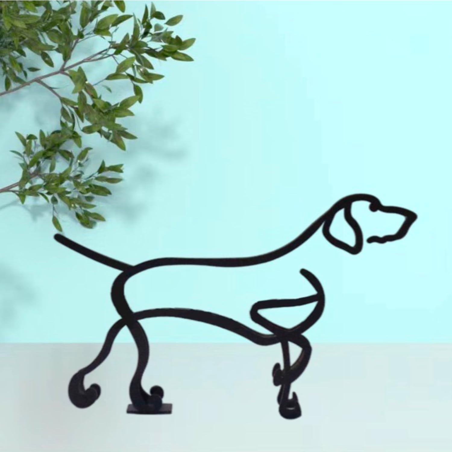 Metal Wire Dog Art Sculpture, Abstract Geometric Minimalist Ornament, Black image number 3