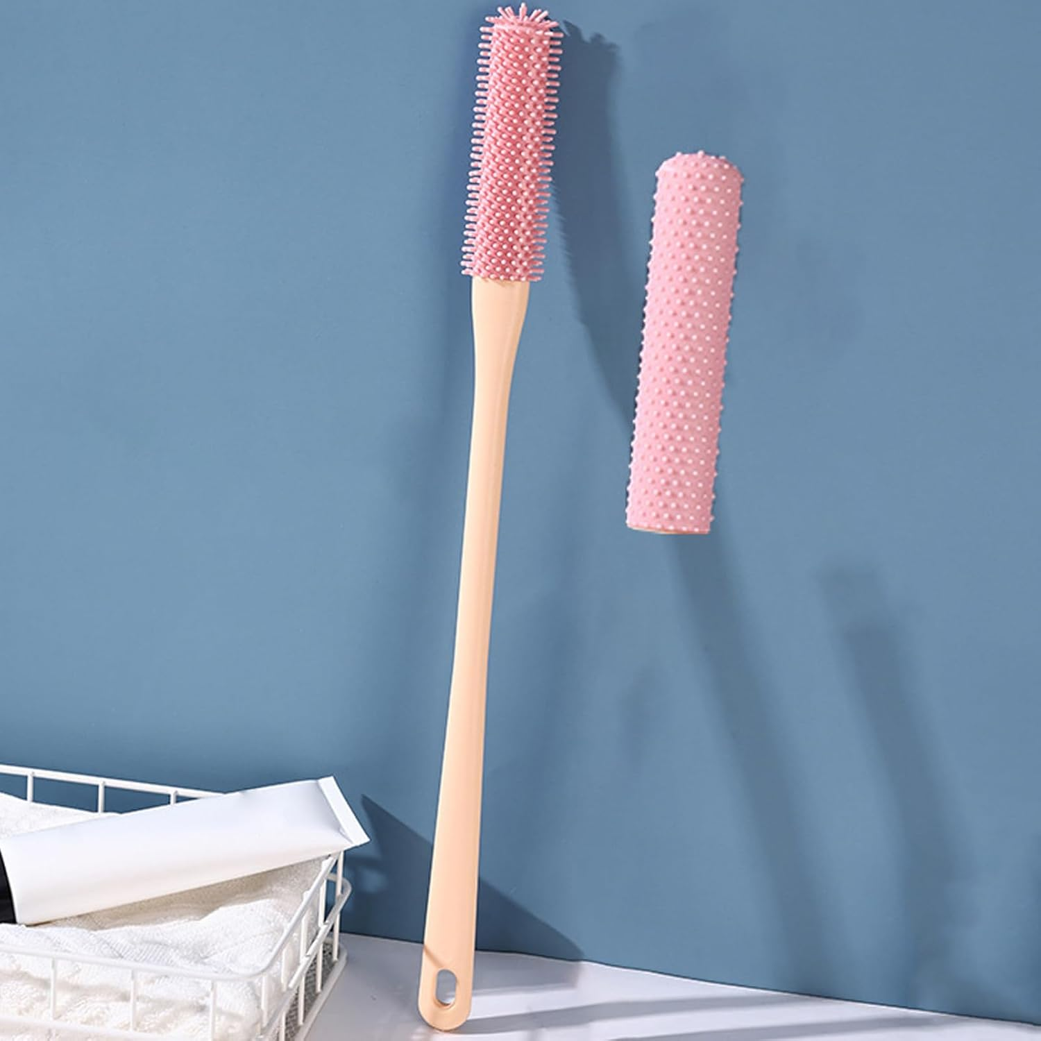 Silicone Toe Brush - Silicone Bristles Toe Brush,Foot Scrubber in Shower, Bristles Foot, Deep Cleaning Extended Handle for Elderly Seniors - Gray image number 2