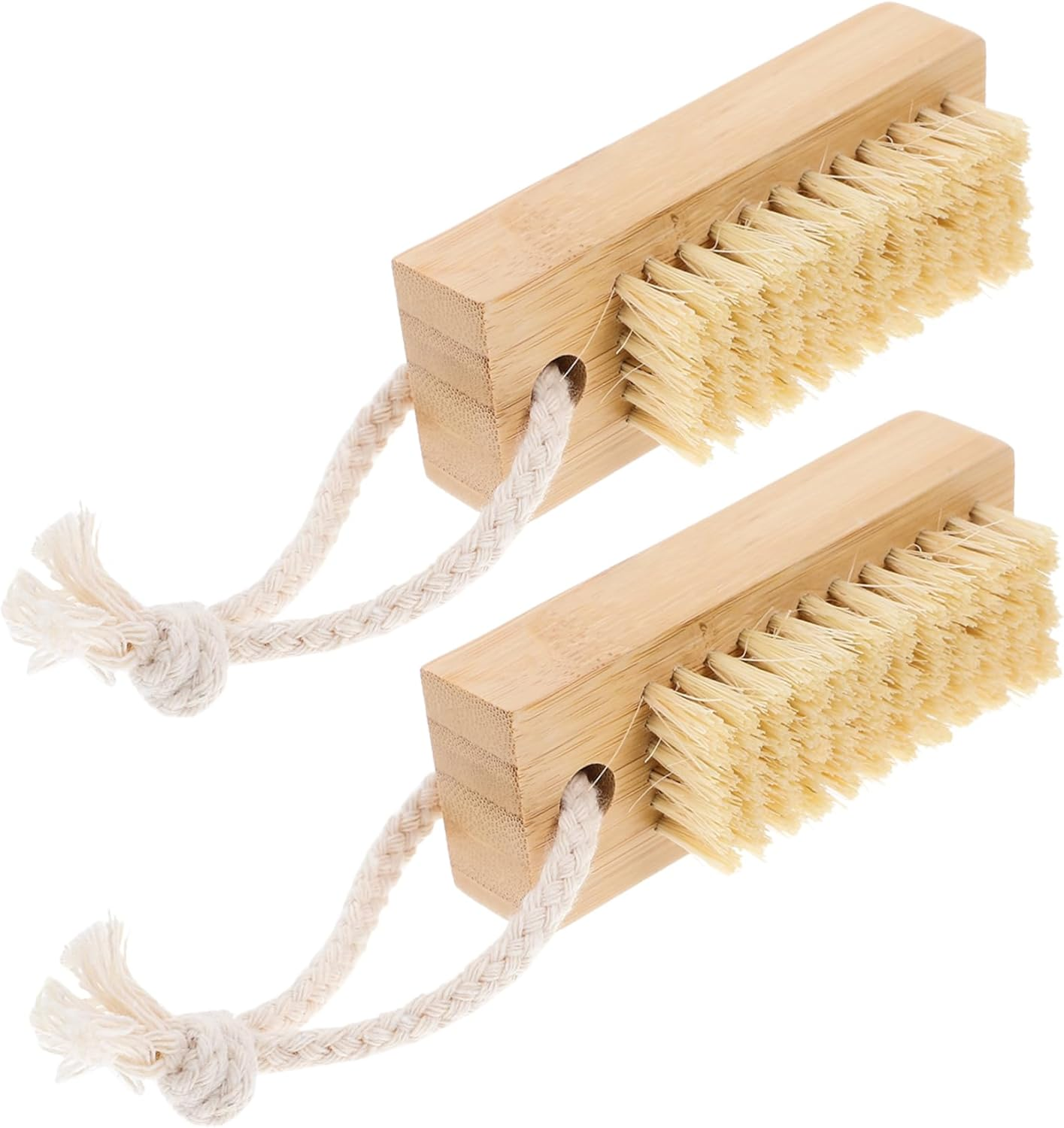 NULYLU 2Pcs Heavy Duty Bamboo Sisal Nail Brush for Fingernails Cleaning Professional Nail Scrubber image number 2
