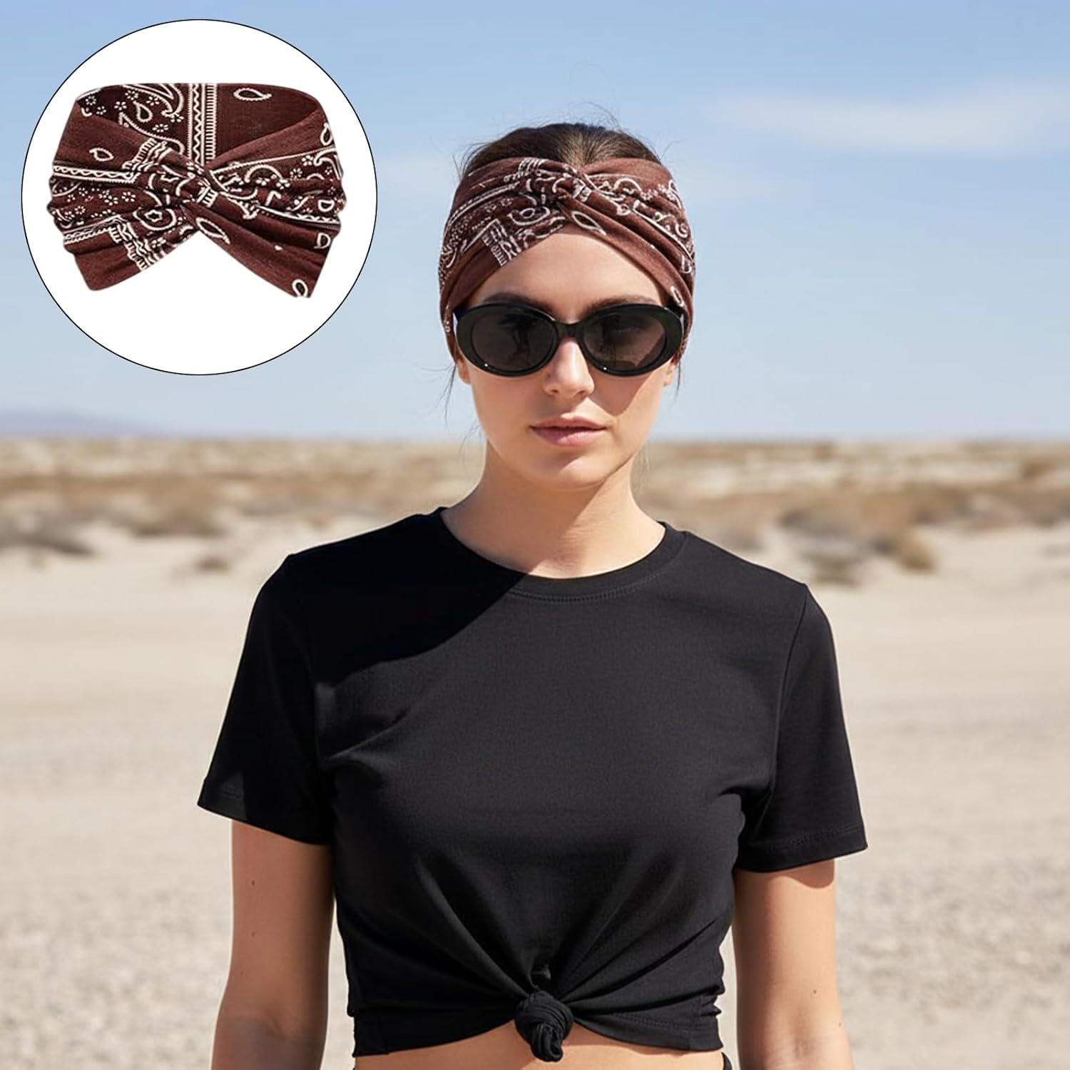 Axvxby Pack of 4 Women'S Elastic Soft Headbands, Extra Wide Hair Bands, Thin Boho Multicoloured Headband, for Yoga, Sports, Fitness