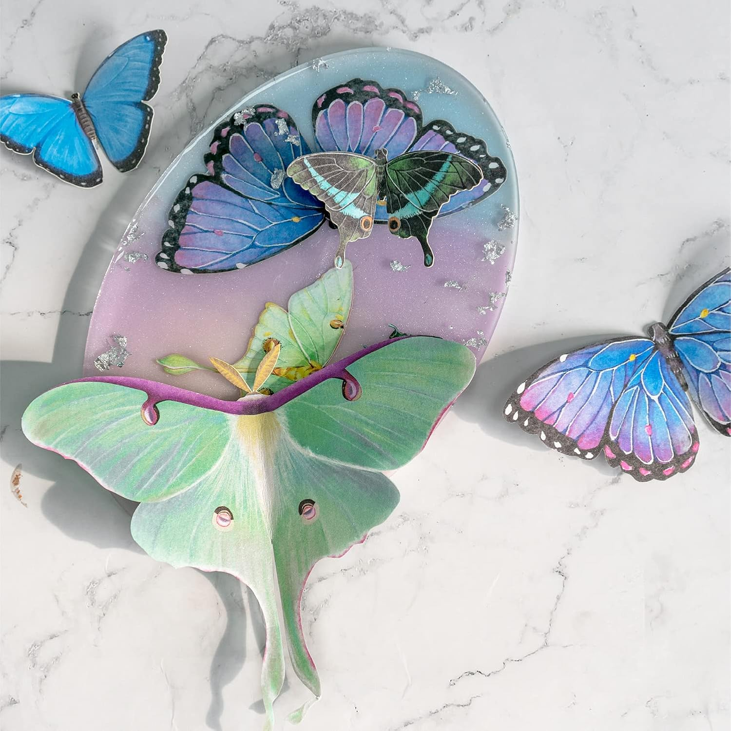 LET'S RESIN Realistic Paper Butterfly Moth,46 Pcs Double-Sided Faux Butterfly,Vintage Floral Decoration,Epoxy Resin Supplies/Accessories for Resin Art,Crafts,Molds image number 3