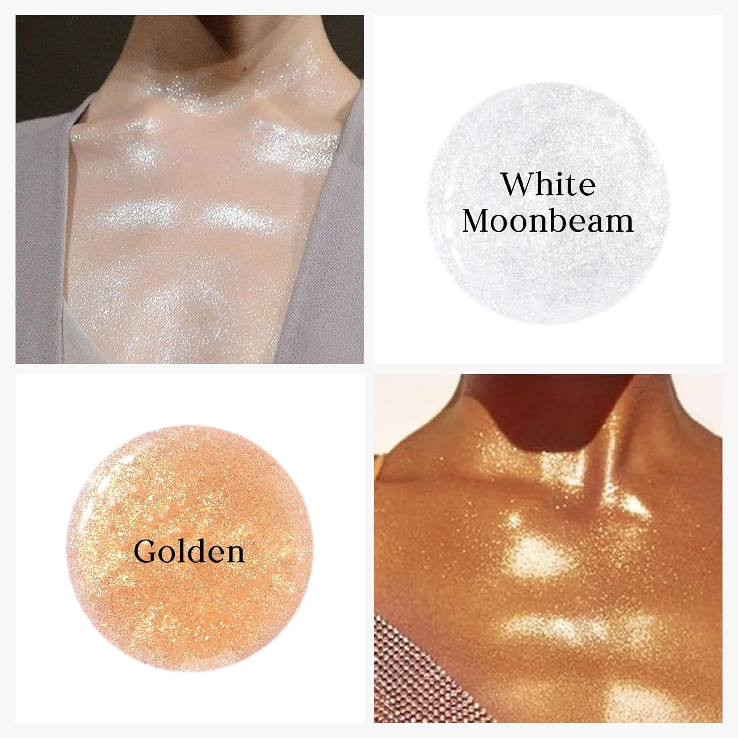 KYDA Body Shimmer Oil, High Gloss Face and Body Luminiser Oil, Face Glitter Lotion Makeup, Long Lasting and Moisturising Liquid Highlighting Drops for a Radiant Glow, White Moonbeam, 3.33 Fl Oz image number 5
