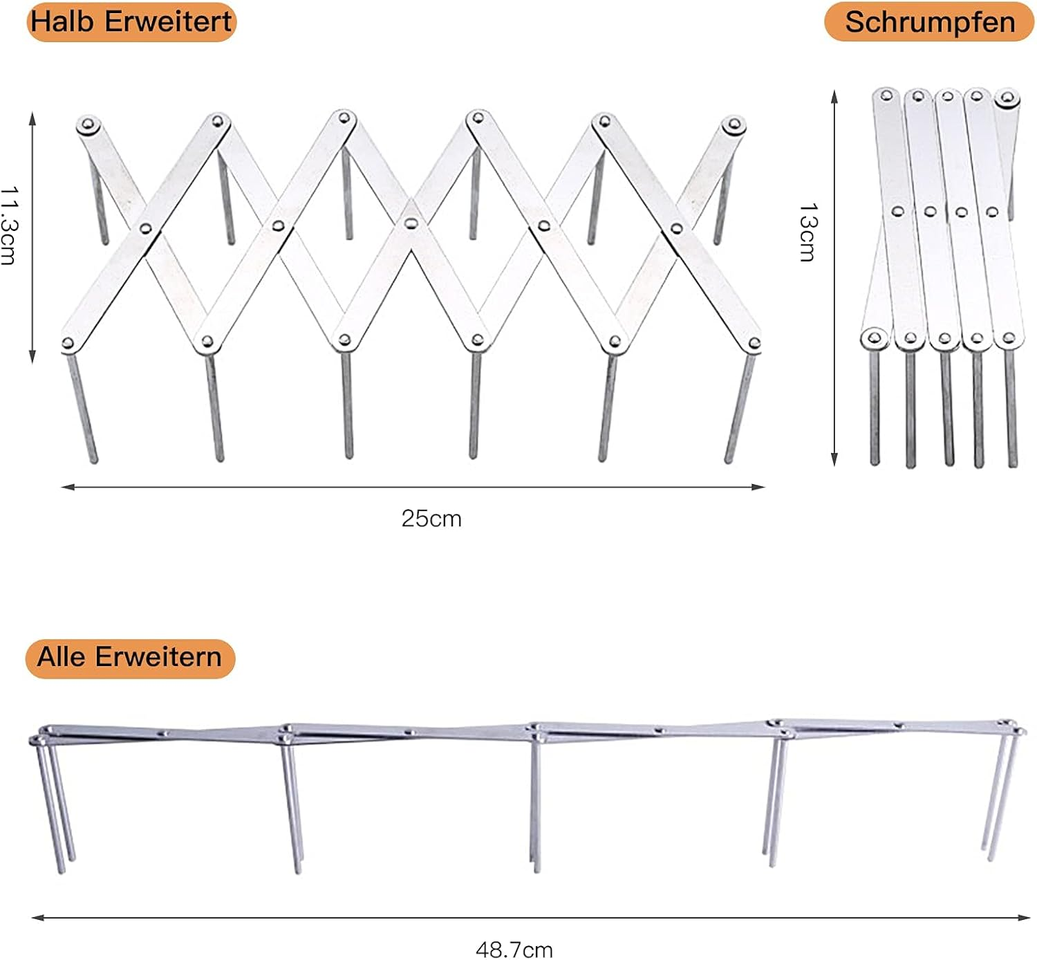 2-Pack BBQ Rib Holder Grill - Foldable Stainless Steel Grill Grate for Gas/Charcoal Grills | Rust-Proof Grill Accessories for Lamb, Pork Ribs, Sunday Bbqs & Camping Parties image number 2
