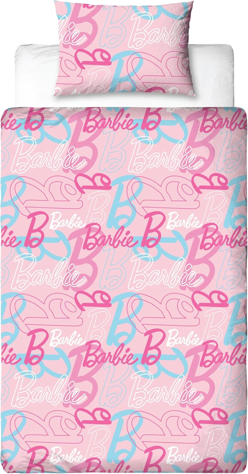 Character World Barbie Children'S Reversible Duvet Cover Set, No Box Design, 2 Sides, with Matching Pillowcase, Polyester, Pink image number 4