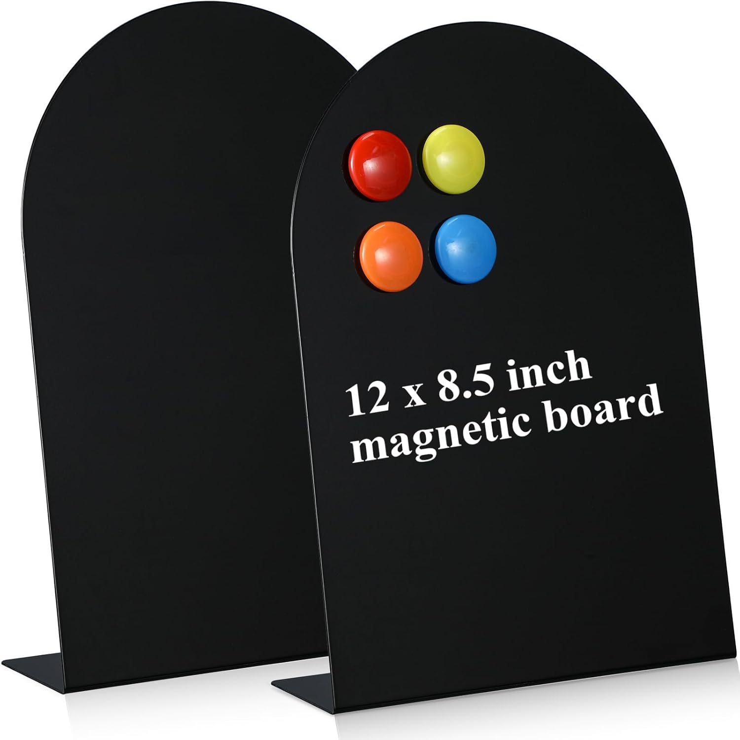 Shimeyao 2 Pcs Black Magnetic Bulletin Board for Tabletops with 8 Magnets 12 X 8.5 Inch Memo Display Easel Stand for Home Office School Kitchen Table Supplies (Arched) image number 5