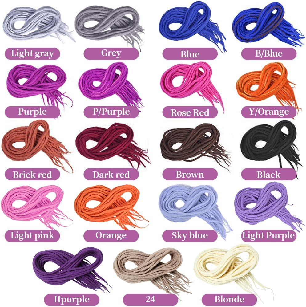 22 Inch Double Ended Dreadlocks Extensions 15 Strands/Pack Handmade Wool Dreadlocks Hip-Hop Reggae Braid in Dreads (15 Strands, Blonde) image number 3