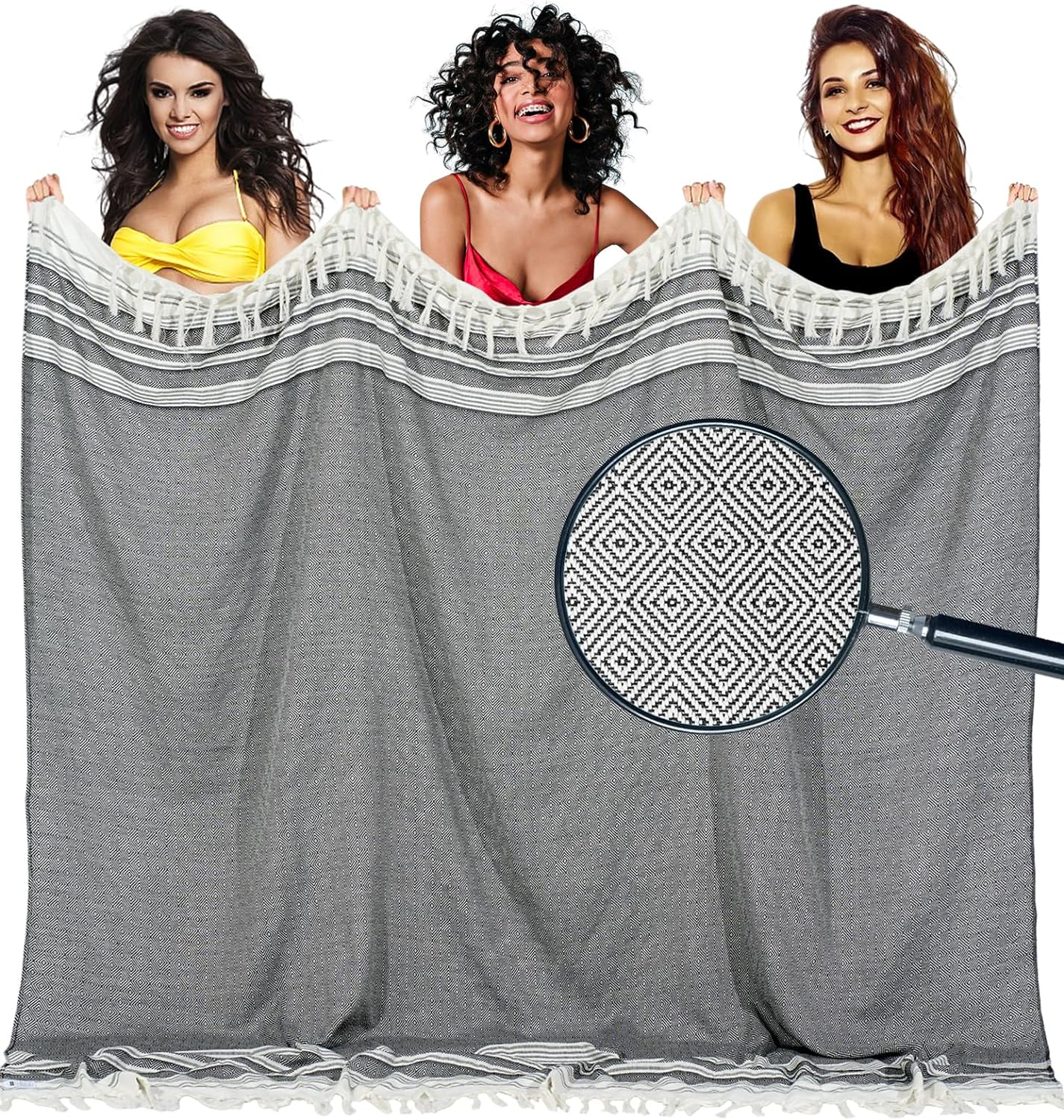 Oversized Turkish Beach Towel Blanket Cotton Giant XL Sandproof Towels Huge Linen XXL Extra Large Big Throw Quilt Blankets for Adults Cloud Travel Camping Glamping Accessories Essentials