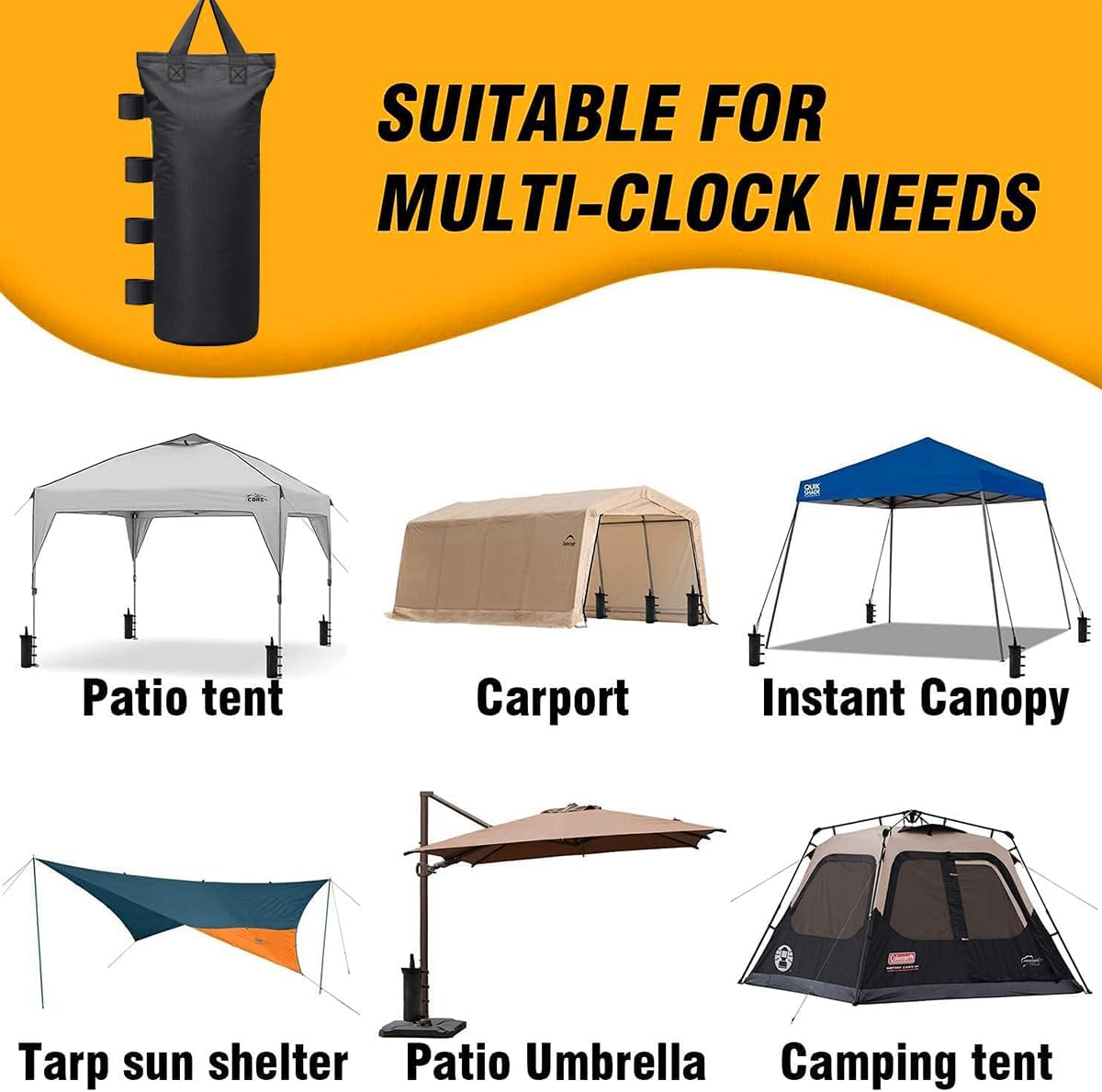 Ikerall Canopy Weights Bag Leg Weight for Pop up Canopy Tent, Sand Bags for Patio Umbrella Instant Outdoor Sun Shelter (Black) - Blue image number 4