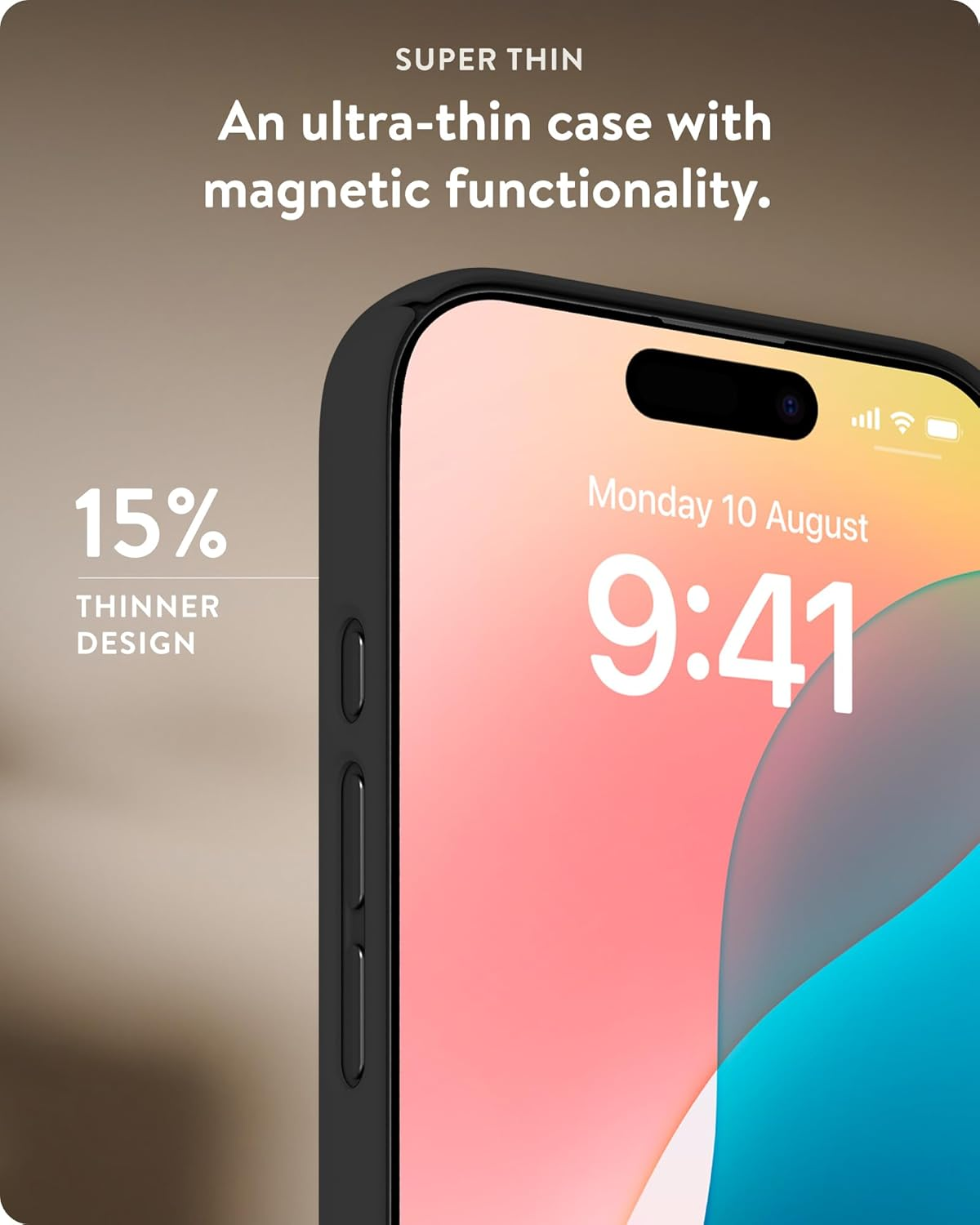 Mous for Iphone 16 Pro Case Slim Magsafe Compatible - Super Thin 2.0 - Magnetic Phone Cover - Black image number 5