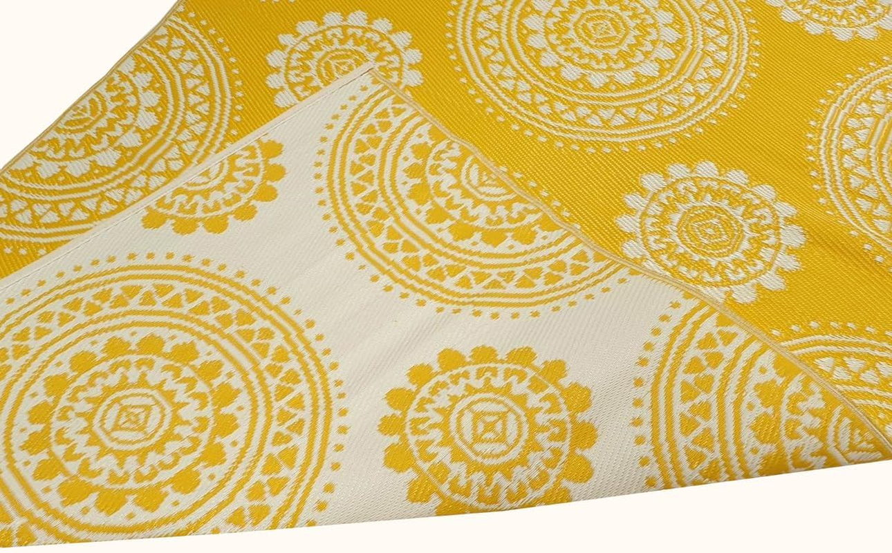 Rug Club Alfresco 21A3 Reversible Outdoor Mat, 120 Cm X 170 Cm Size, Yellow/White image number 3
