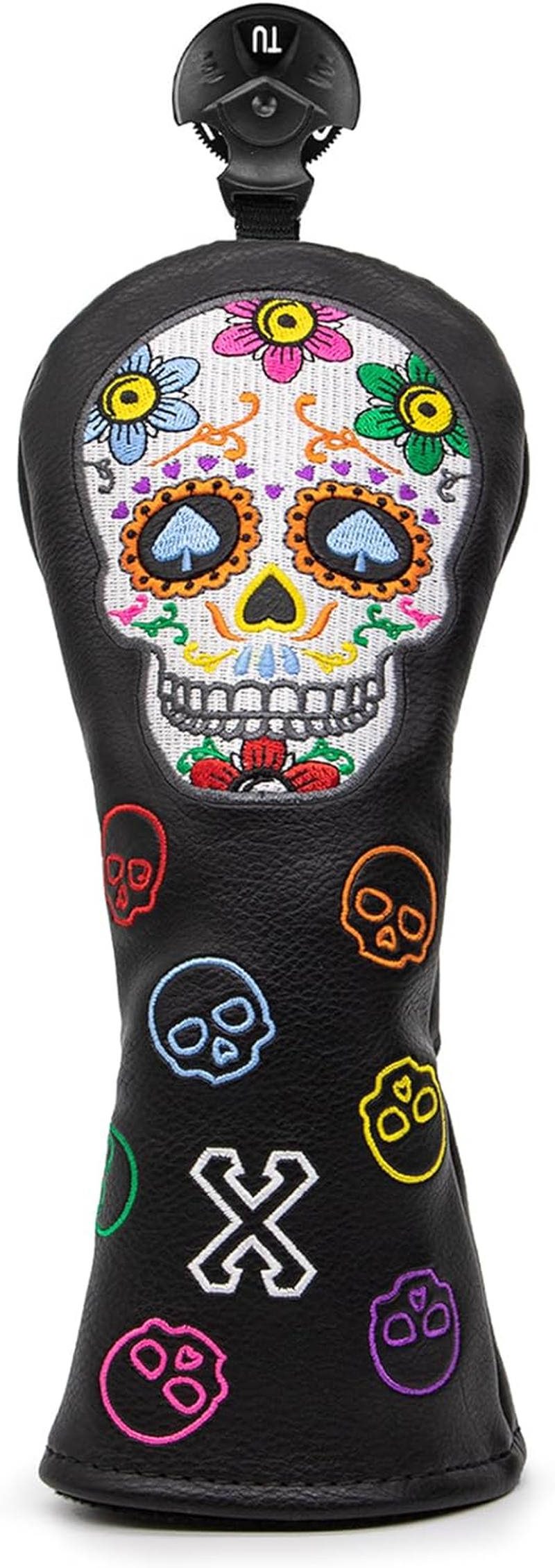 Montela Golf Club Covers,Colorful Skeleton Putter Cover Driver Covers Fairway Wood Headcover Hybrid Cover Leather Blade Putter Headcover Mallet for Brand image number 1