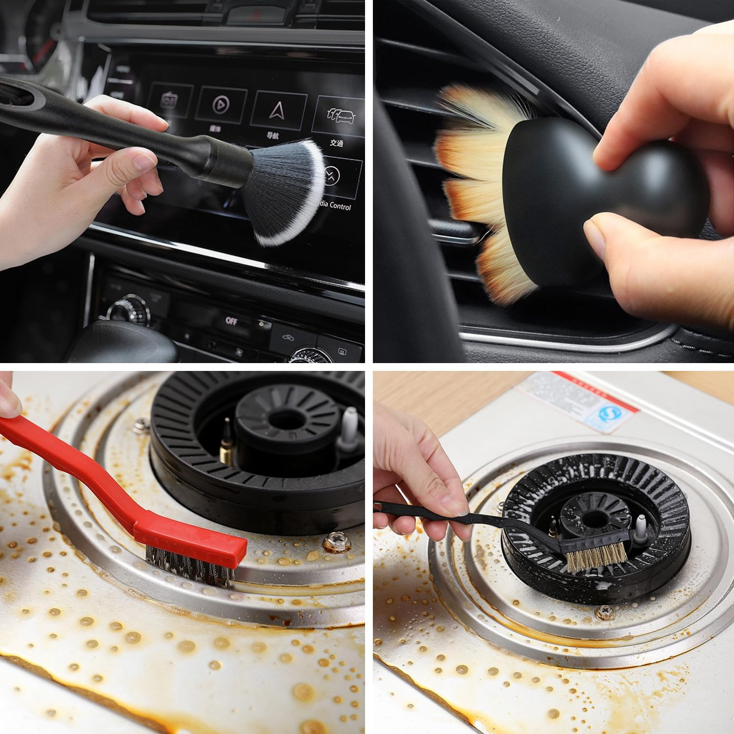 Pack of 8 Car Detailing Brush, Cleaning Brush, Car Interior Cleaning Soft Brush, Dust Removal Brush for Car Interior, Motorcycle, Alloy Wheels, Furniture image number 4