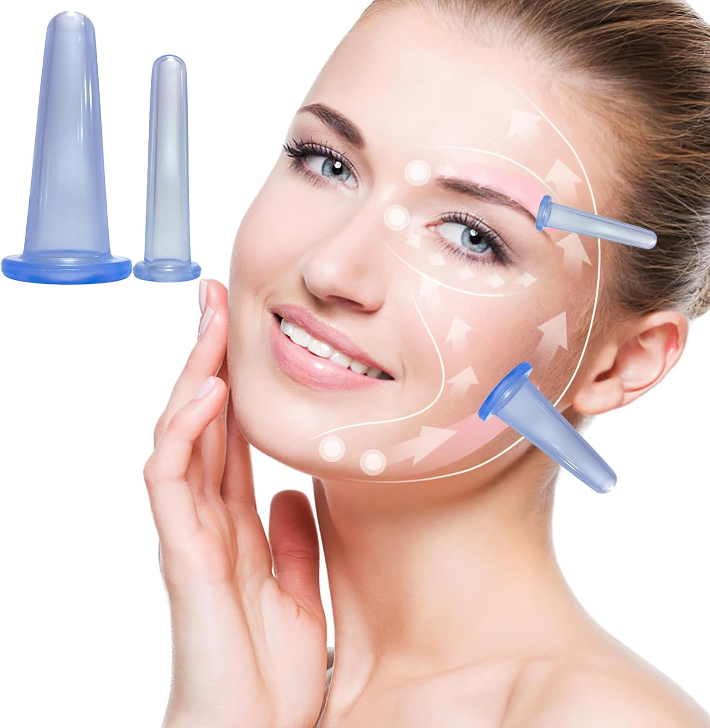 Set of 4 Cupping Glasses, Silicone Cupping Set, Facial Silicone Set, Cupping Glasses, Face Cupping (Blue) image number 3