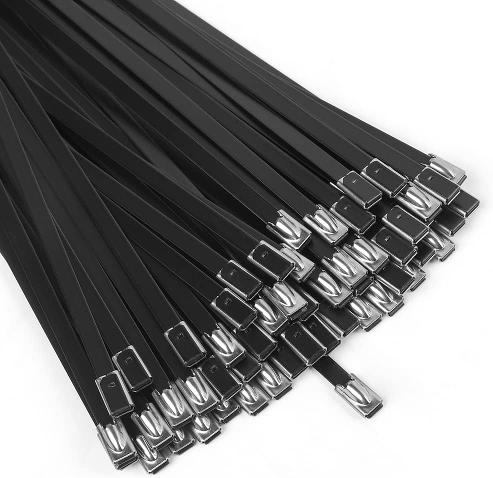 WORKTOOL Stainless Steel Zip Ties, 15.8" Long, 40Pcs, Black, Self Locking, Heavy Duty, Multi-Purpose, Automotive Repair image number 3