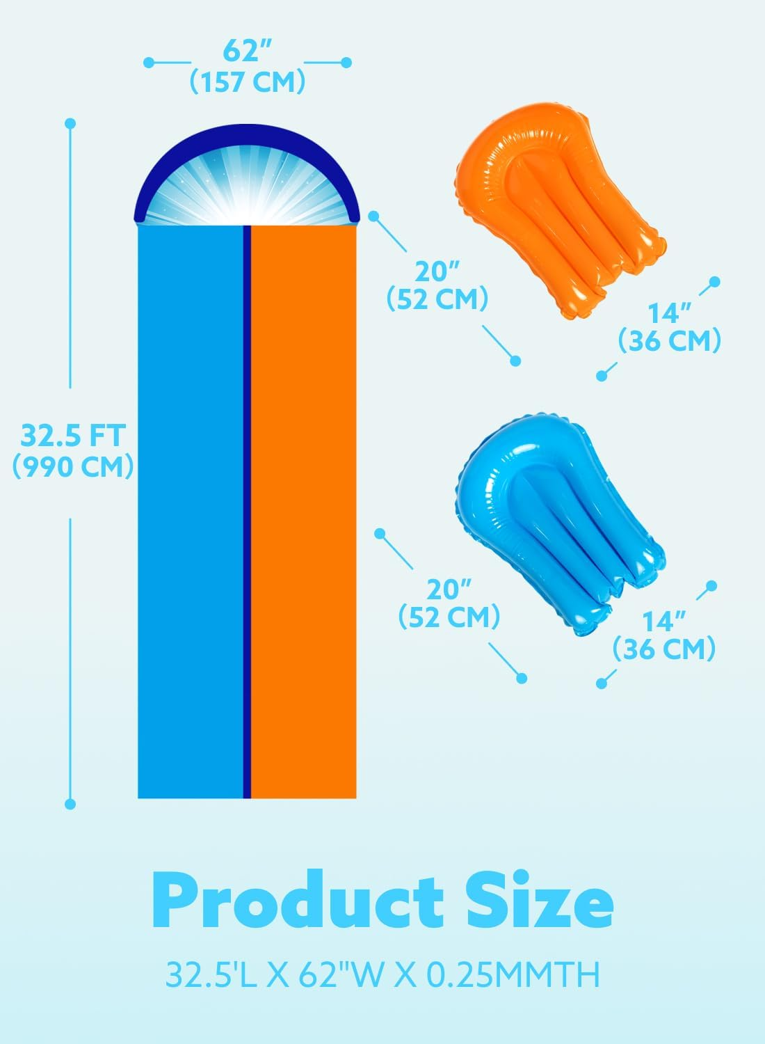 Sloosh 32.5FT Double Water Slides, Heavy Duty Lawn Slip with Sprinkler and 2 Inflatable Boards Backyard Yard Lawn Summer Outdoor Water Toy for Kids Adults image number 4