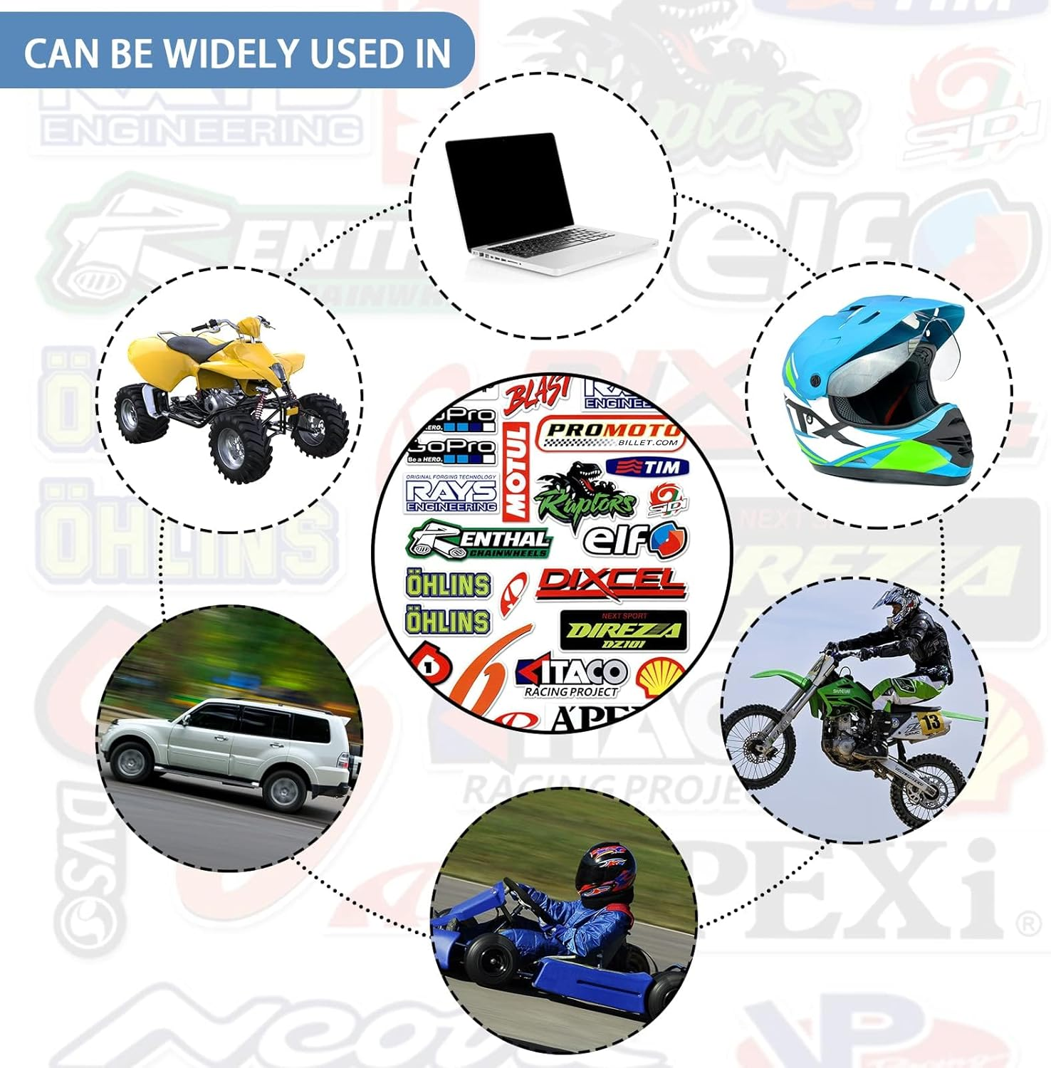 Motorcycle Sticker, Monster Energy Sticker, Sponsors Sticker, Moto Motocross Stickers Kit, Racing Sticker, for Offroad Motorcycles and Helmets Motorcycle Enthusiasts (Dinosaurs)