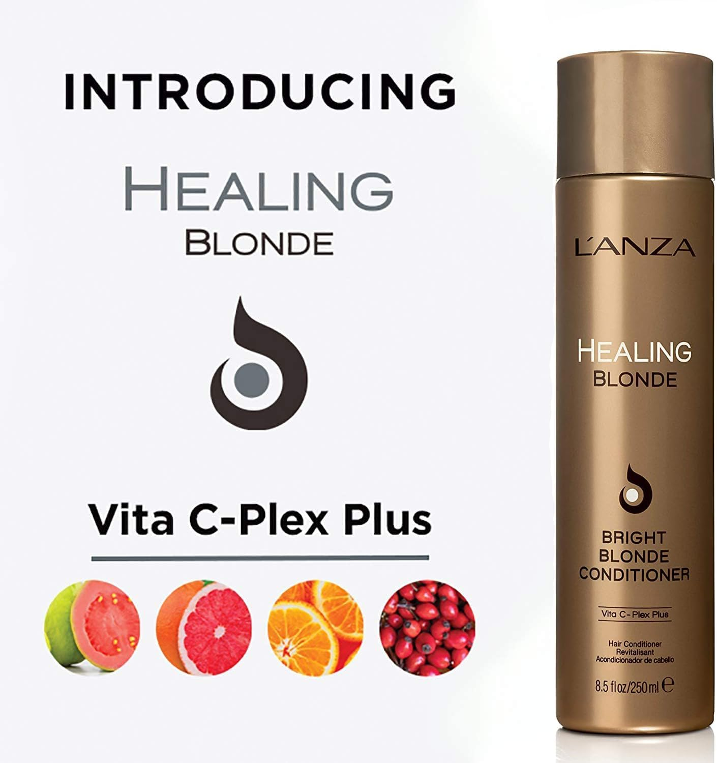 L&rsquo;ANZA Healing Blonde Bright Conditioner, Formulated for Natural & Decolorized Blonde Hair - Boosts Shine & Brightness While Healing, with Sulfate-Free, Paraben-Free, Gluten-Free Formula (32 Fl Oz)