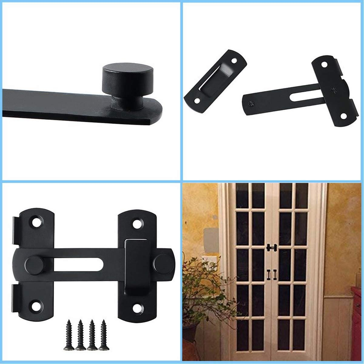 Stainless Steel Matte Black Door Lock Slide Gate Latch Tiny Door Bolt image number 1