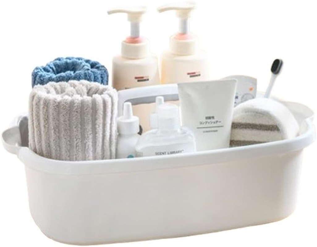 TOMVAES Plastic Storage Box with Handle, Cleaning Supply Containers, Bathroom Clear Bins for Cupboard Kitchen & Home Organisation (White) image number 2