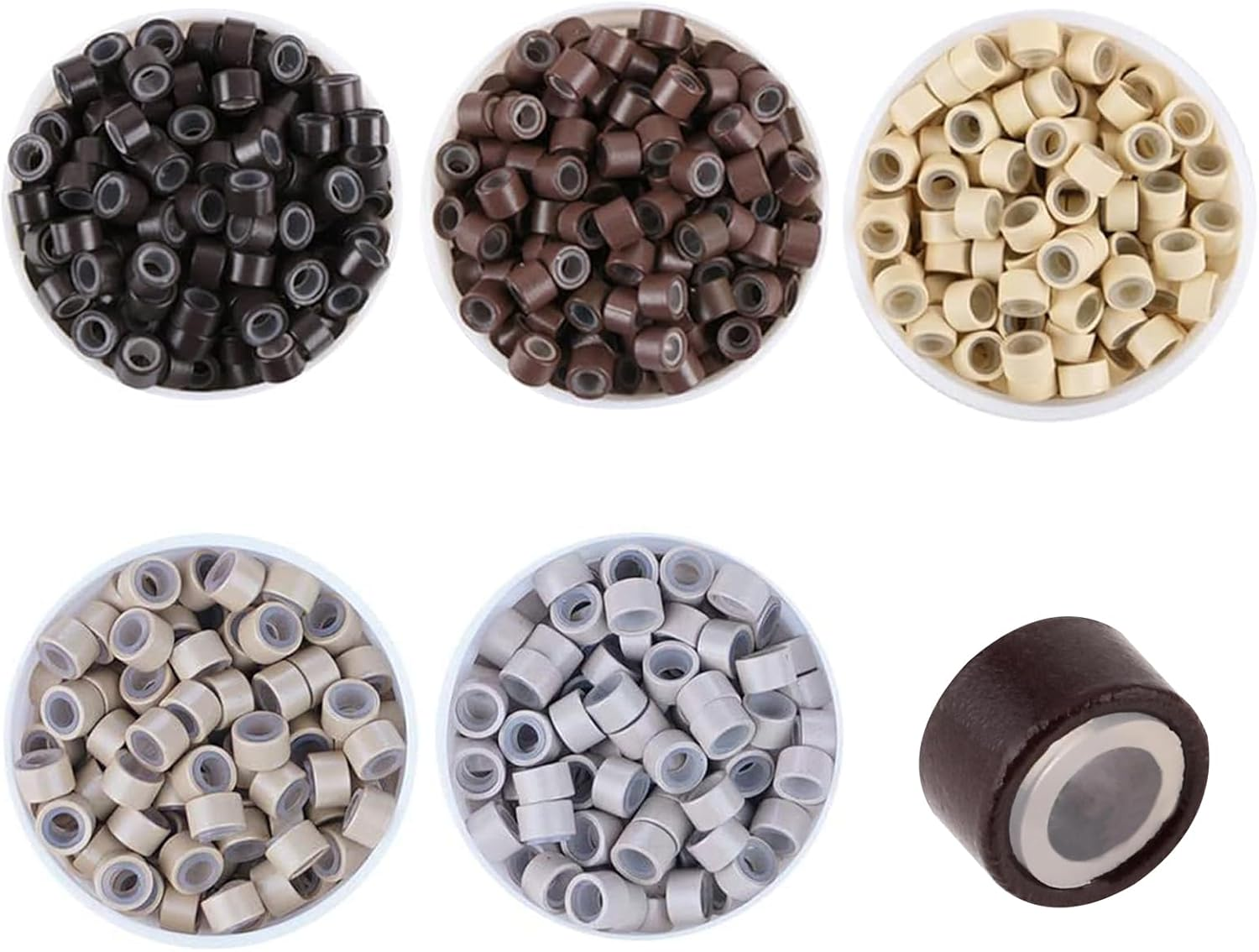 DHWEKU Micro Rings Nano Rings with Silicone Micro Link for Extensions 5 Colours Pack of 500 5.0 X 3.0 X 3.0 Mm image number 2