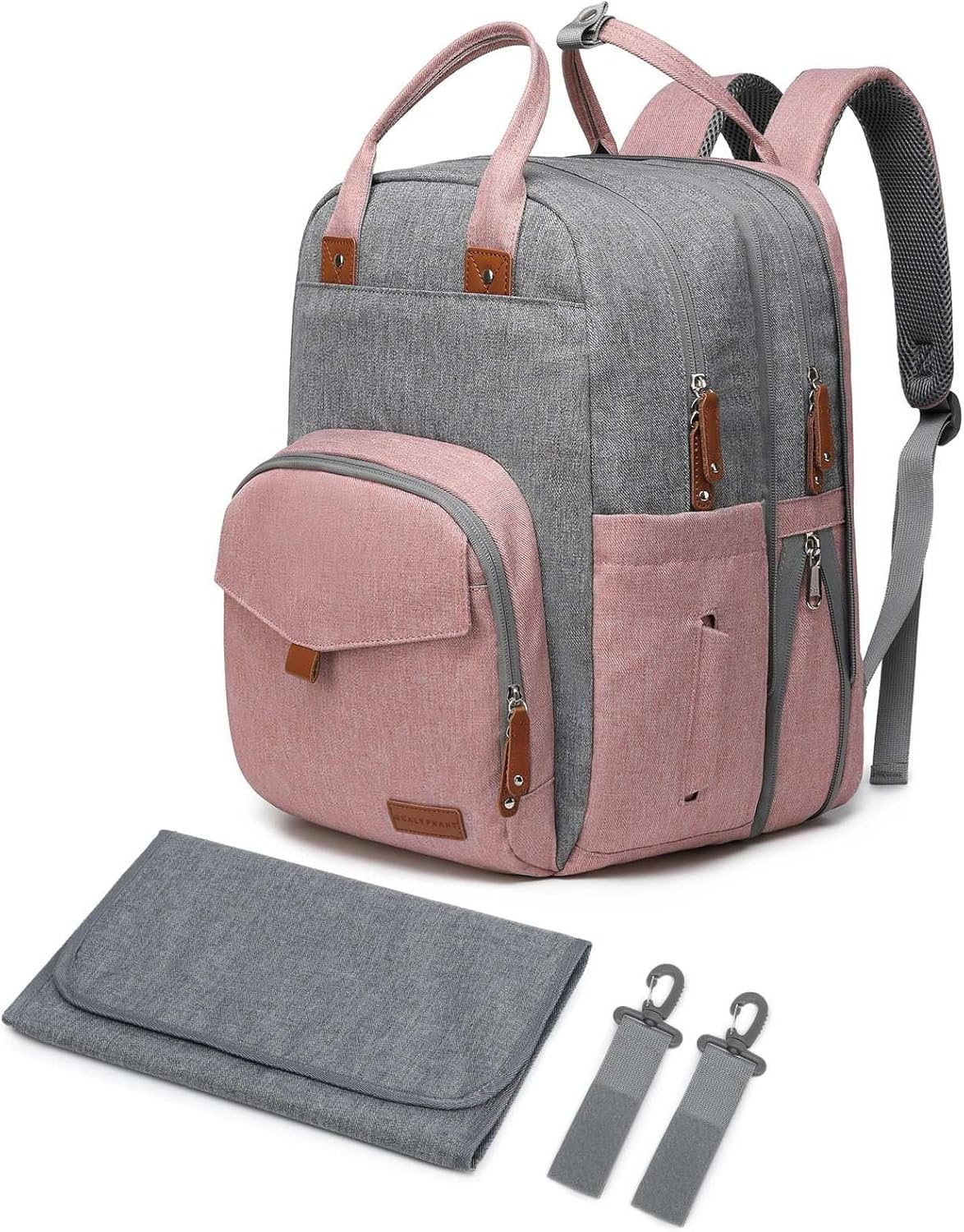 Extra Large Diaper Bag Backpack for Two Kids, Expandable 35L Baby Bags for Mom Girl Boy Dad Toddler - Large, Khaki image number 5