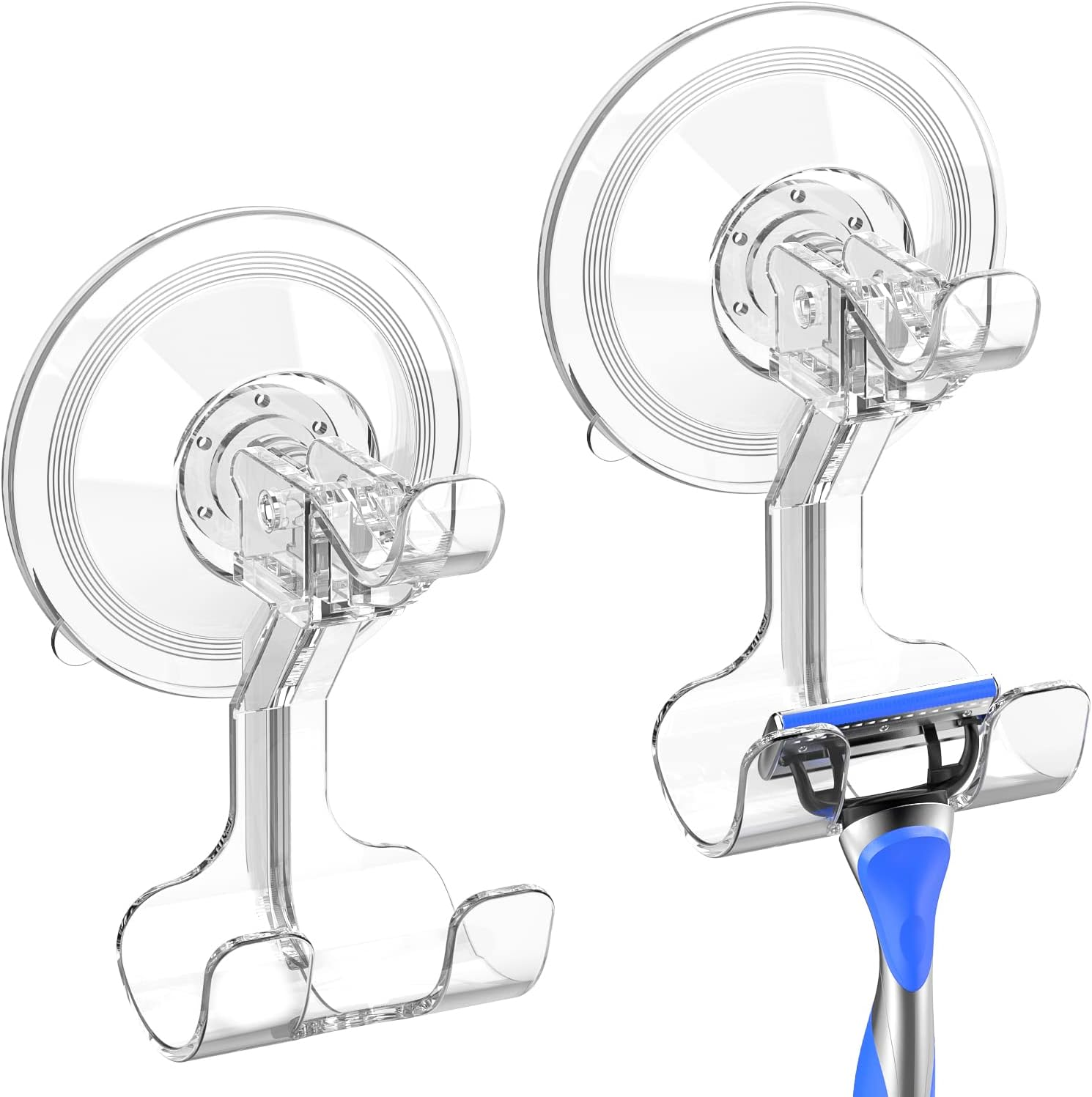 LUXEAR Shower Suction Hooks, 2 Pack Suction Hooks Removable and Reusable Razor Hook for Shower Waterproof Powerful Vacuum Suction Cup Hook Holder for Towel Bathrobe Loofah Hooks for Bathroom & Kitchen image number 5