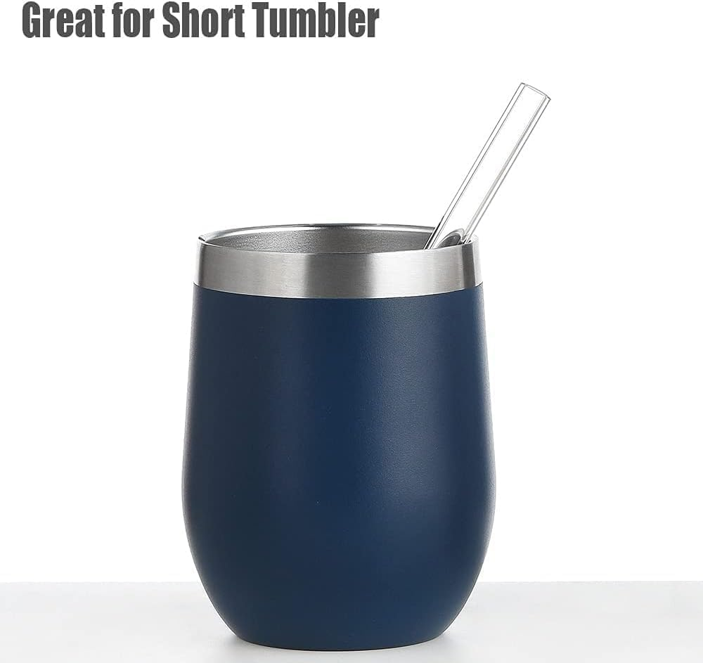 Alink Short Glass Straws, 6 in X 10 Mm Clear Straws for Cocktails, Whiskey, Coffee, Pack of 8 with Cleaning Brush image number 3